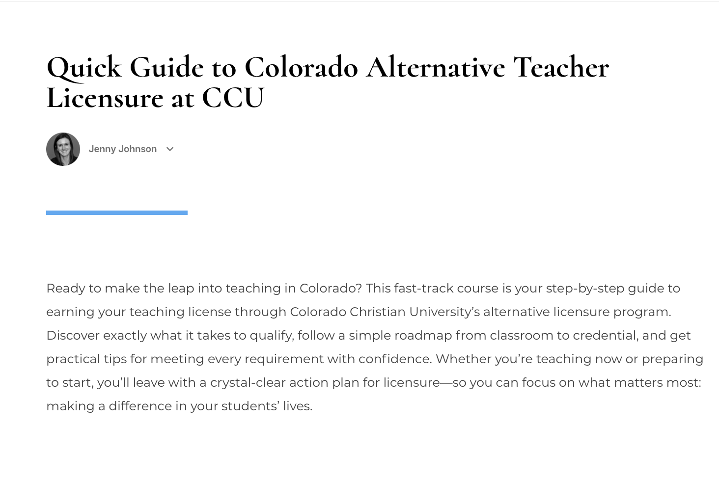 Prospective CCU Alt Licensure Candidates