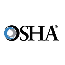 OSHA logo with a stylized blue and gray circle to the left of the text 'OSHA' in black.