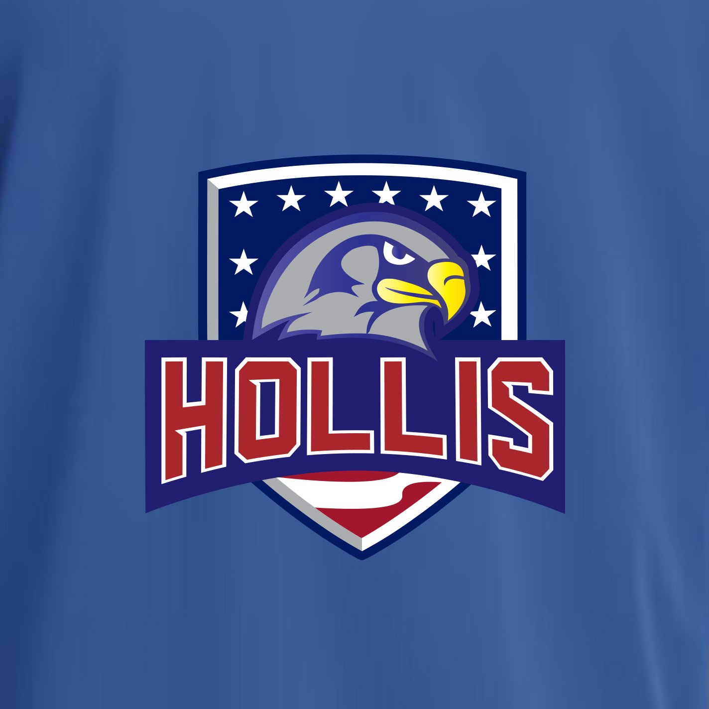 Hollis Hawks Stars and Sripes t-shirt logo