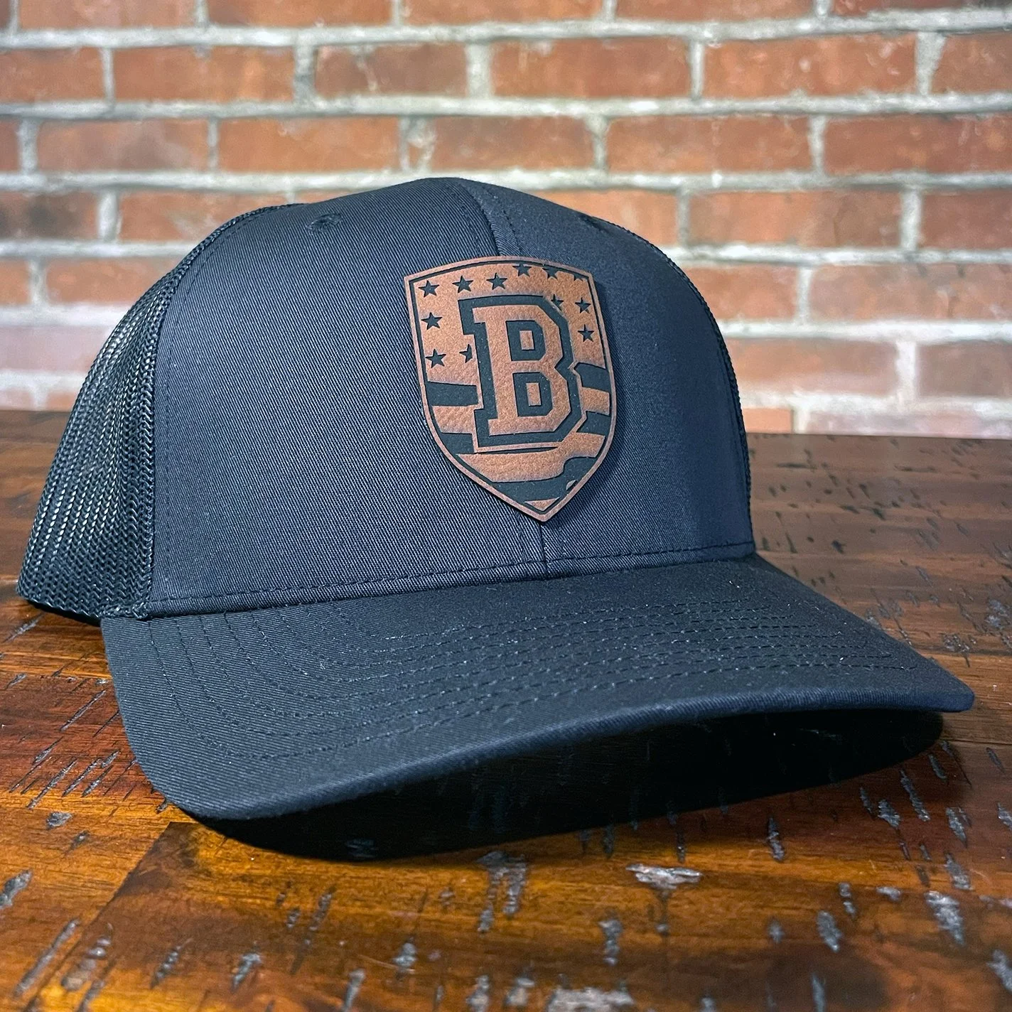 Braintree hat with leather patch