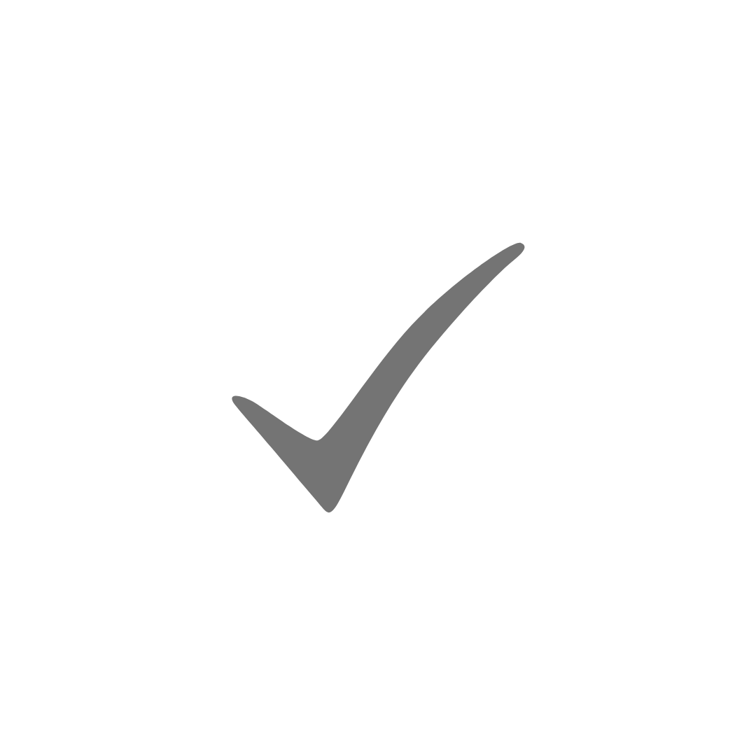 Gray checkmark inside a white circle on a black background.