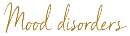 Text that reads 'Mood disorders' in gold cursive font.