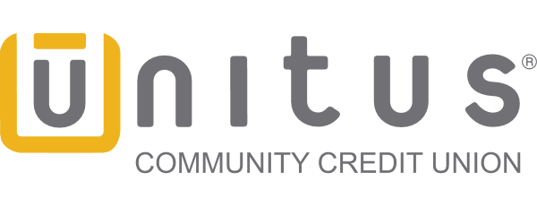 Logo of the Unitus Community Credit Union, featuring a stylized yellow U and the text 'un it us' with 'COMMUNITY CREDIT UNION' underneath.