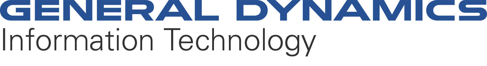 General Dynamics logo "Information Technology" with 'GENERAL DYNAMICS' in large, blue font and 'Information Technology' in smaller, gray font.
