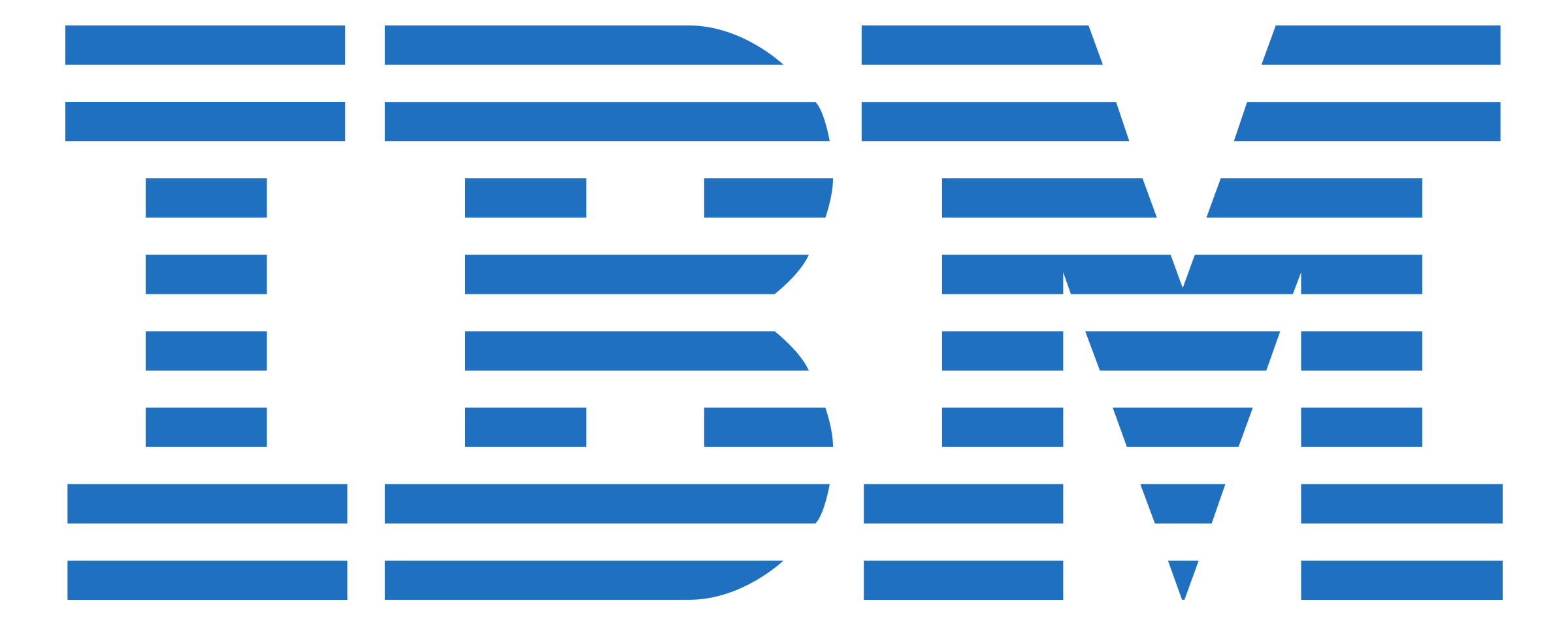 IBM logo, stylized blue font on a black background.