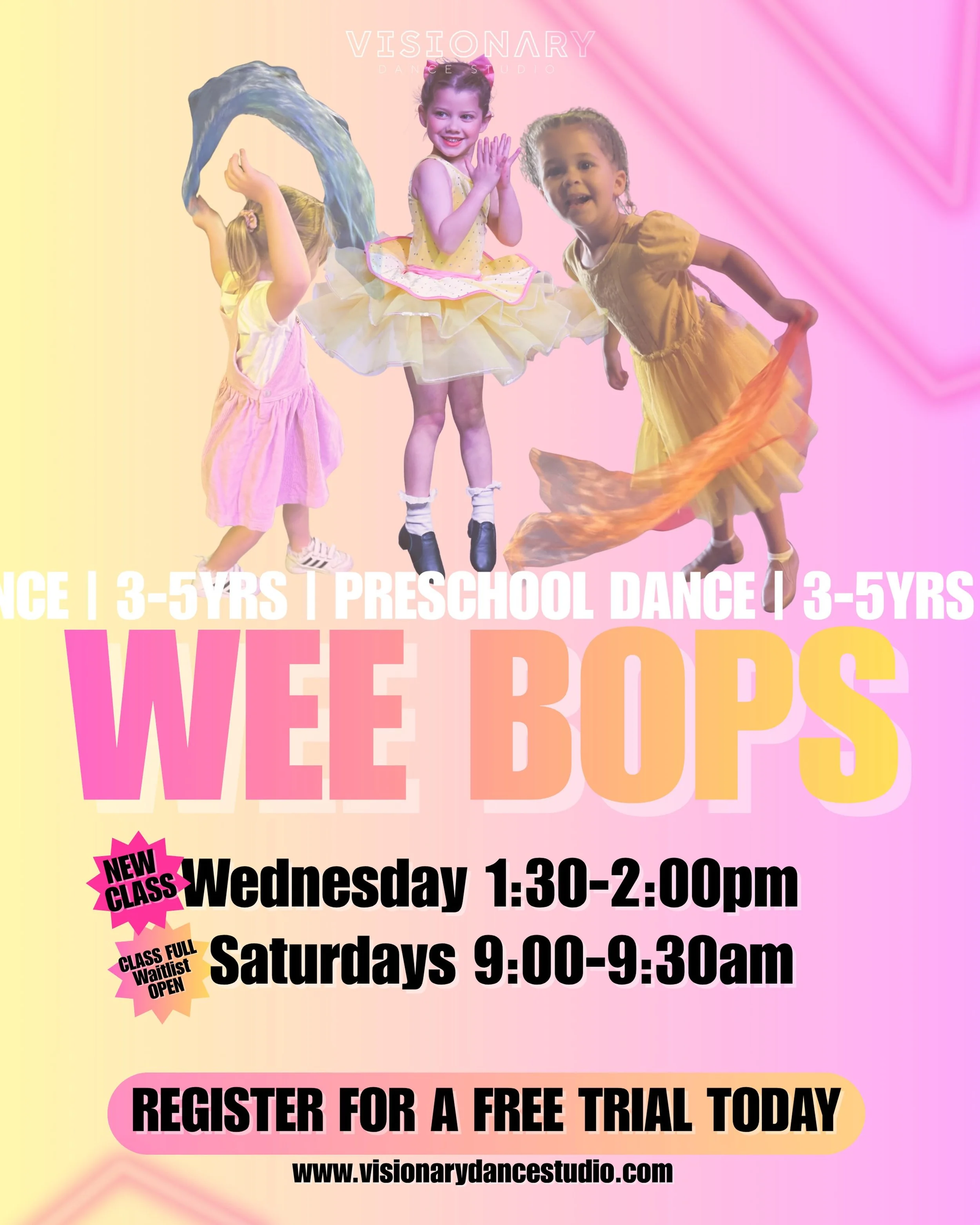 OUR WEE BOPS ARE TAKING OVER 🚨✨🎉

📣 Calling all 3-5 year olds keen to have a boogie in our 30min Wee Bops classes in Term 3 &amp; 4!! Wee Bops get a bit of everything&hellip; 

🌟Music &amp; Rhythm
🌟Intro into Jazz, Ballet &amp; Hip Hop Skills 
?