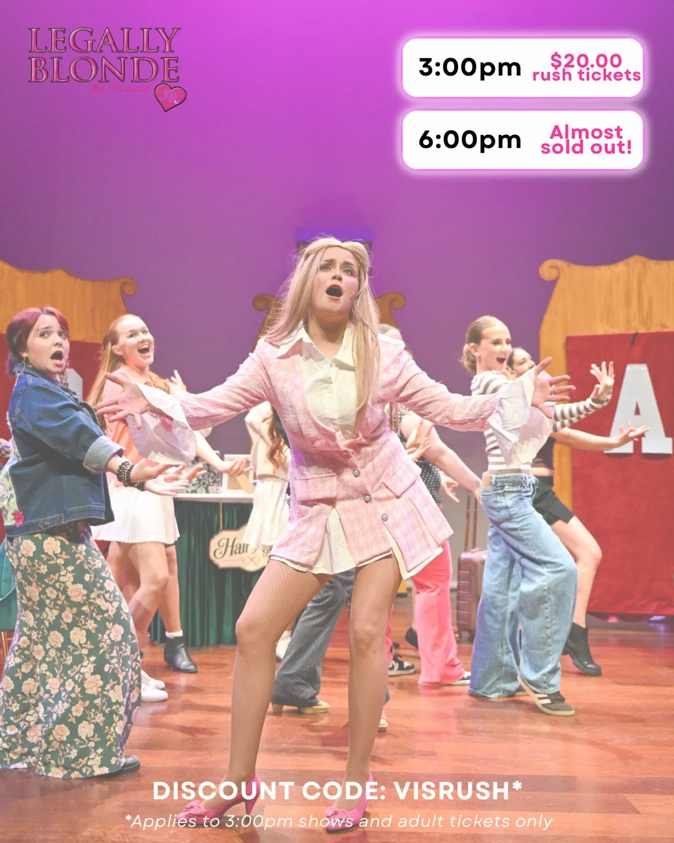 SNAPS FOR OUR FIRST DAY 🫰💖

We hope everyone who joined us yesterday loved a little dose of Legally Blonde magic! 🎓💅✨

Tonight&rsquo;s 6:00pm show has UNDER 30 TICKETS LEFT, so get in quick if you want to see this FABULOUS bunch of performers do 