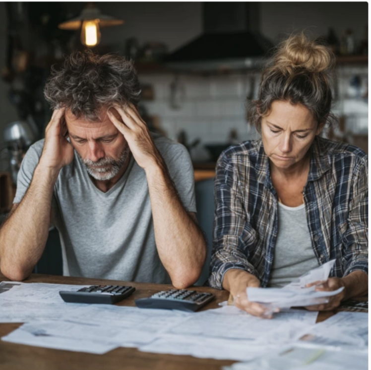 Couple with bills