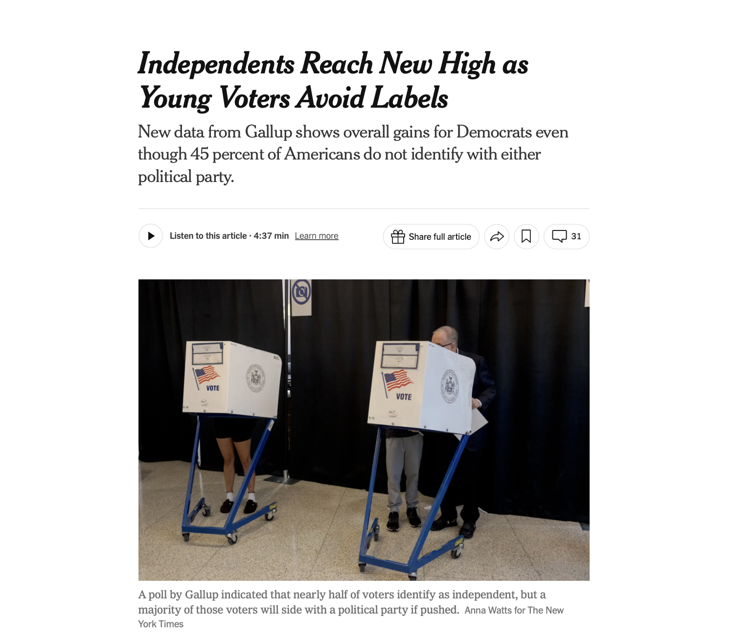 Independents Reach New High