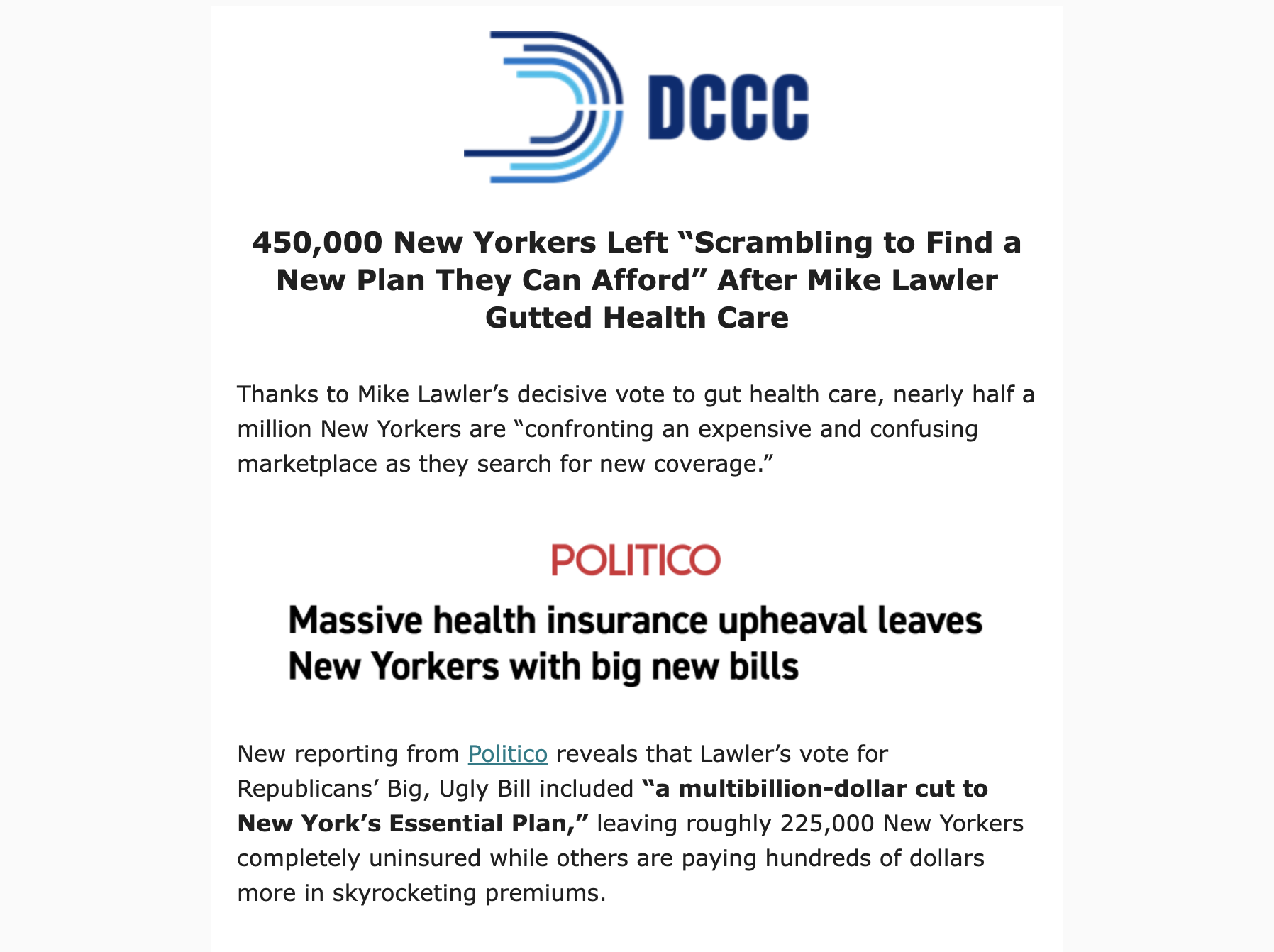 450,000 New Yorkers Left “Scrambling to Find a New Plan They Can Afford” After Mike Lawler Gutted Health Care