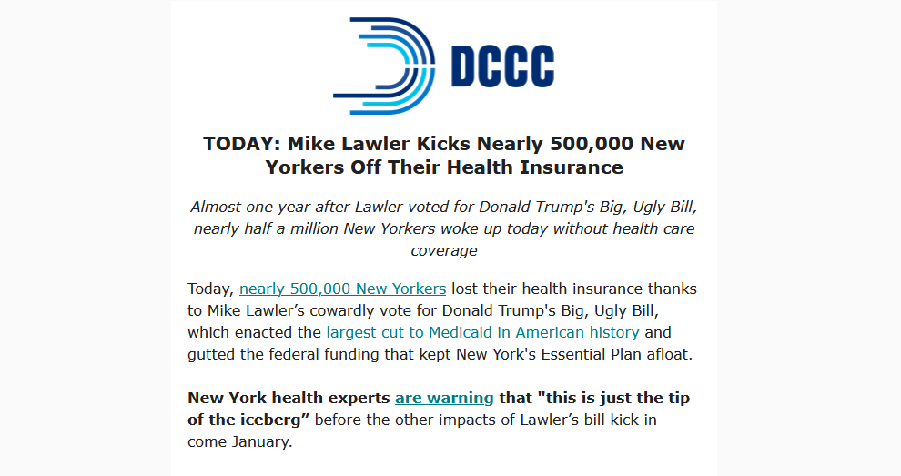 TODAY: Mike Lawler Kicks Nearly 500,000 New Yorkers Off Their Health Insurance
