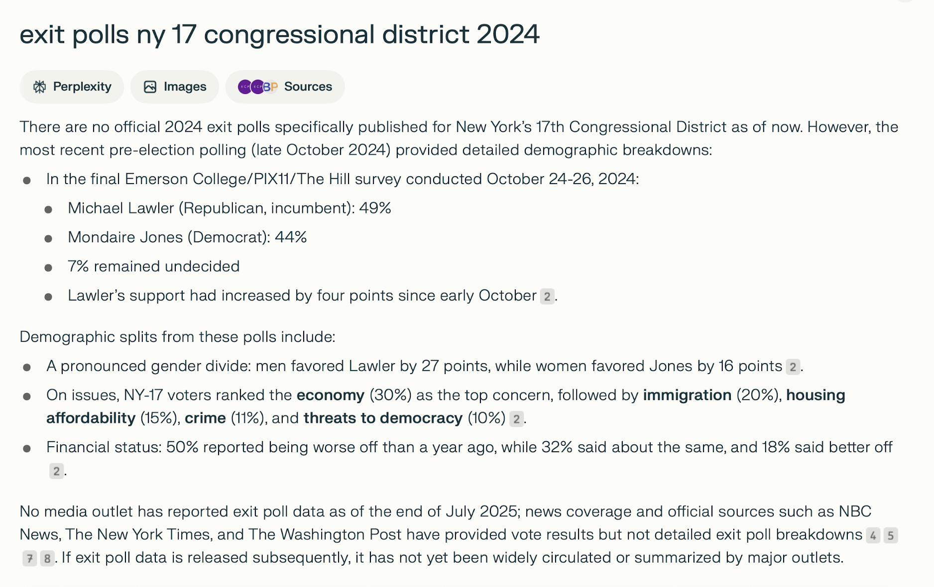 CD 17 Exit polls 2024 (AI summary)