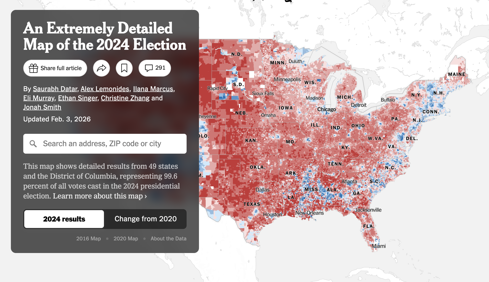 2024 Presidential Election Results by zip code or town.
