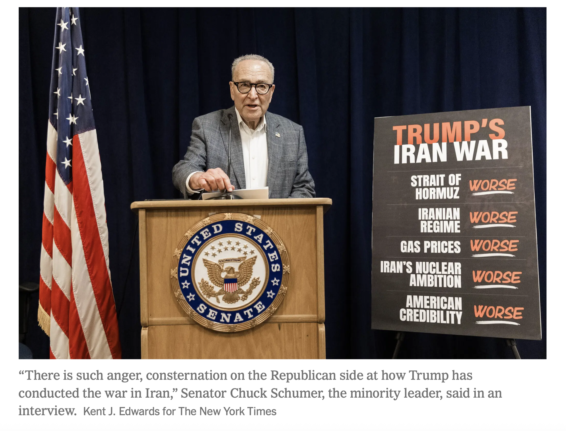 Schumer on how Trump has conducted the war in Iran
