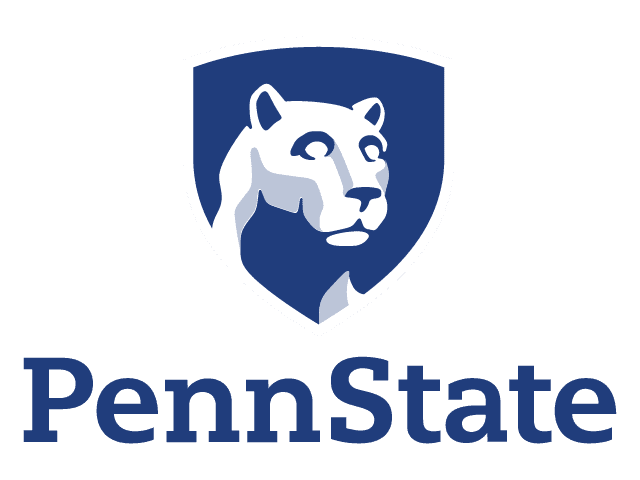 Penn State logo featuring a stylized lion's head inside a shield with the words 'Penn State' below.