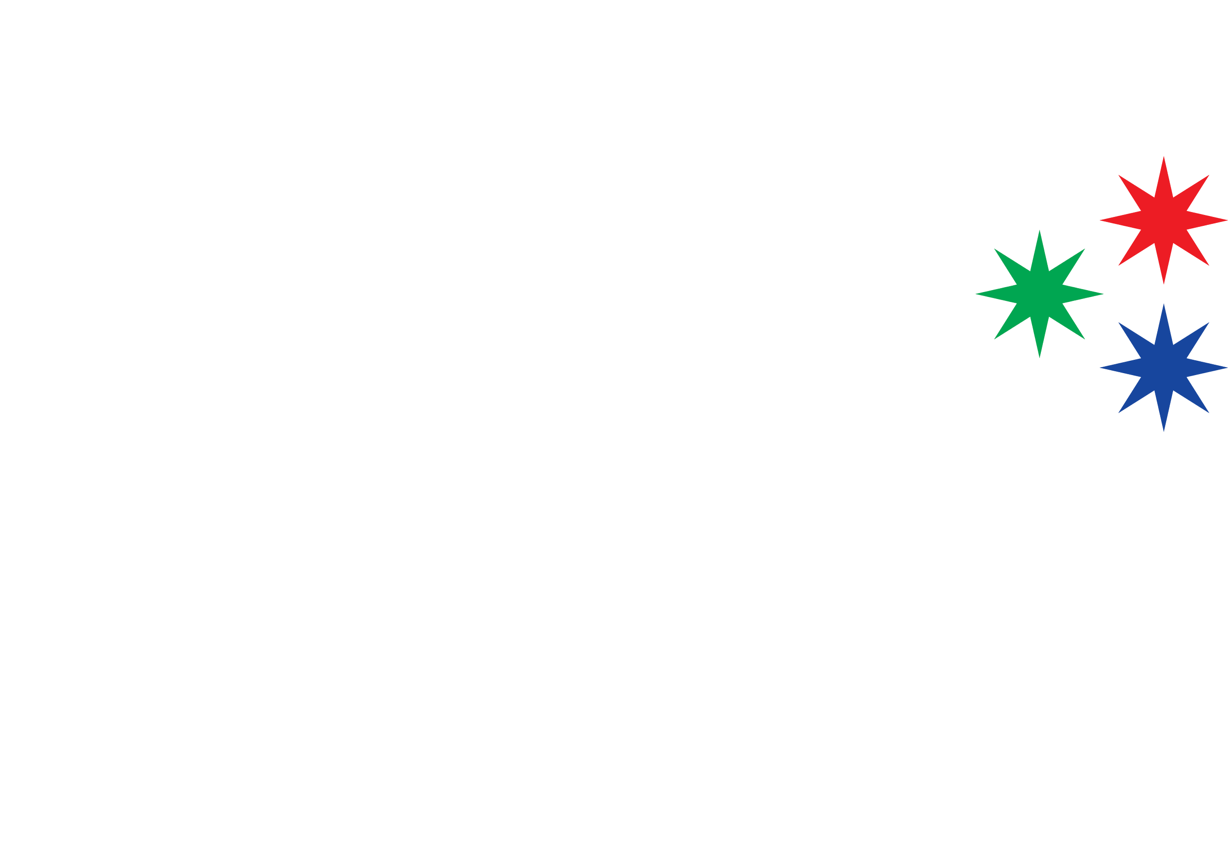 Stylized white logo reading 'Hihi Studios' with three colorful star-like decorations in red, green, and blue on a black background.