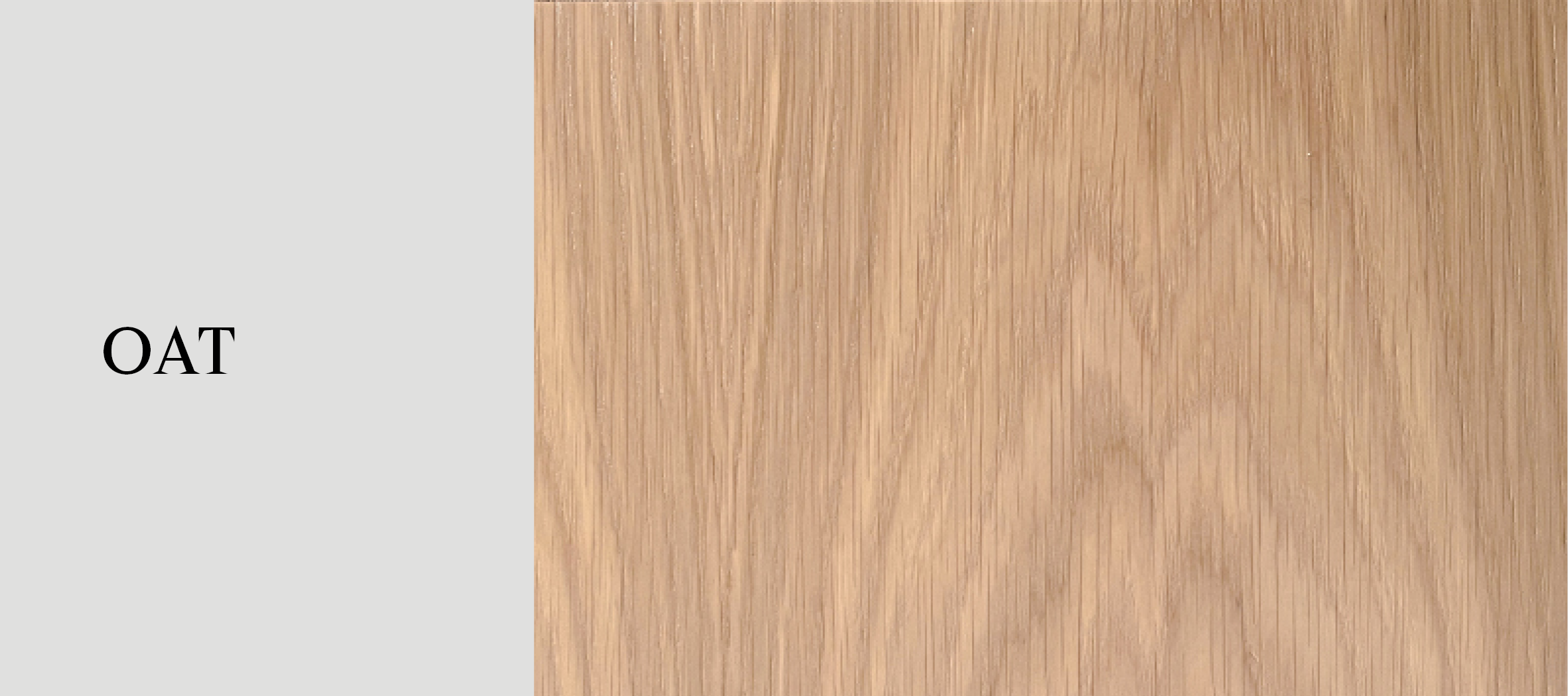 A wooden cutting board with the word 'OAT' written on a piece of light gray paper beside it.