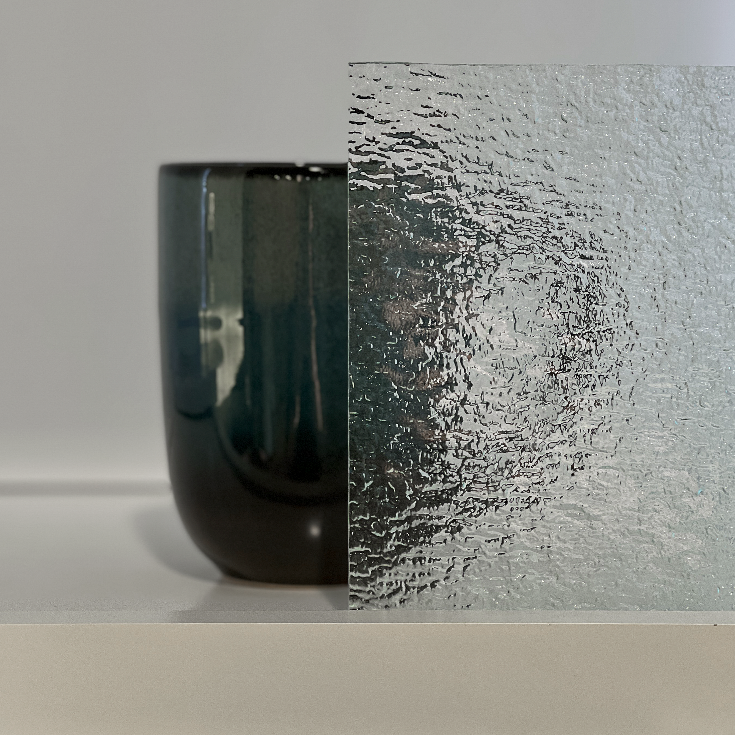 Granite – Deep texture with high distortion. Offers strong visual privacy while creating a dynamic, light-catching surface.