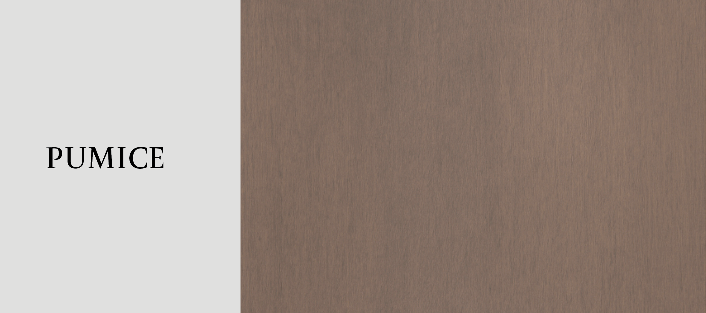 A packaged product called Pumice with a brown textured background and the word 'PUMICE' written in black capital letters on a light gray background.