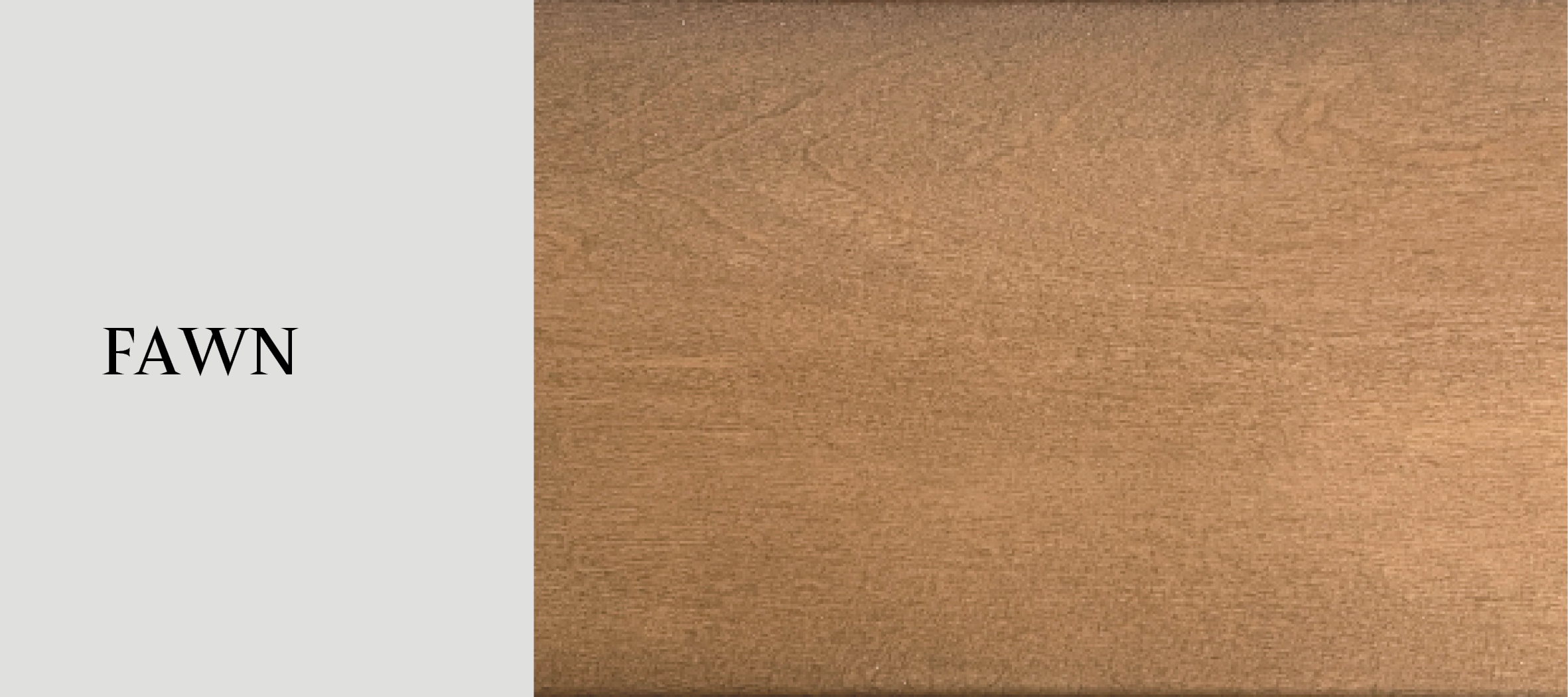 A square swatch of fawn-colored leather with the word "FAWN" written in black text on the left side.