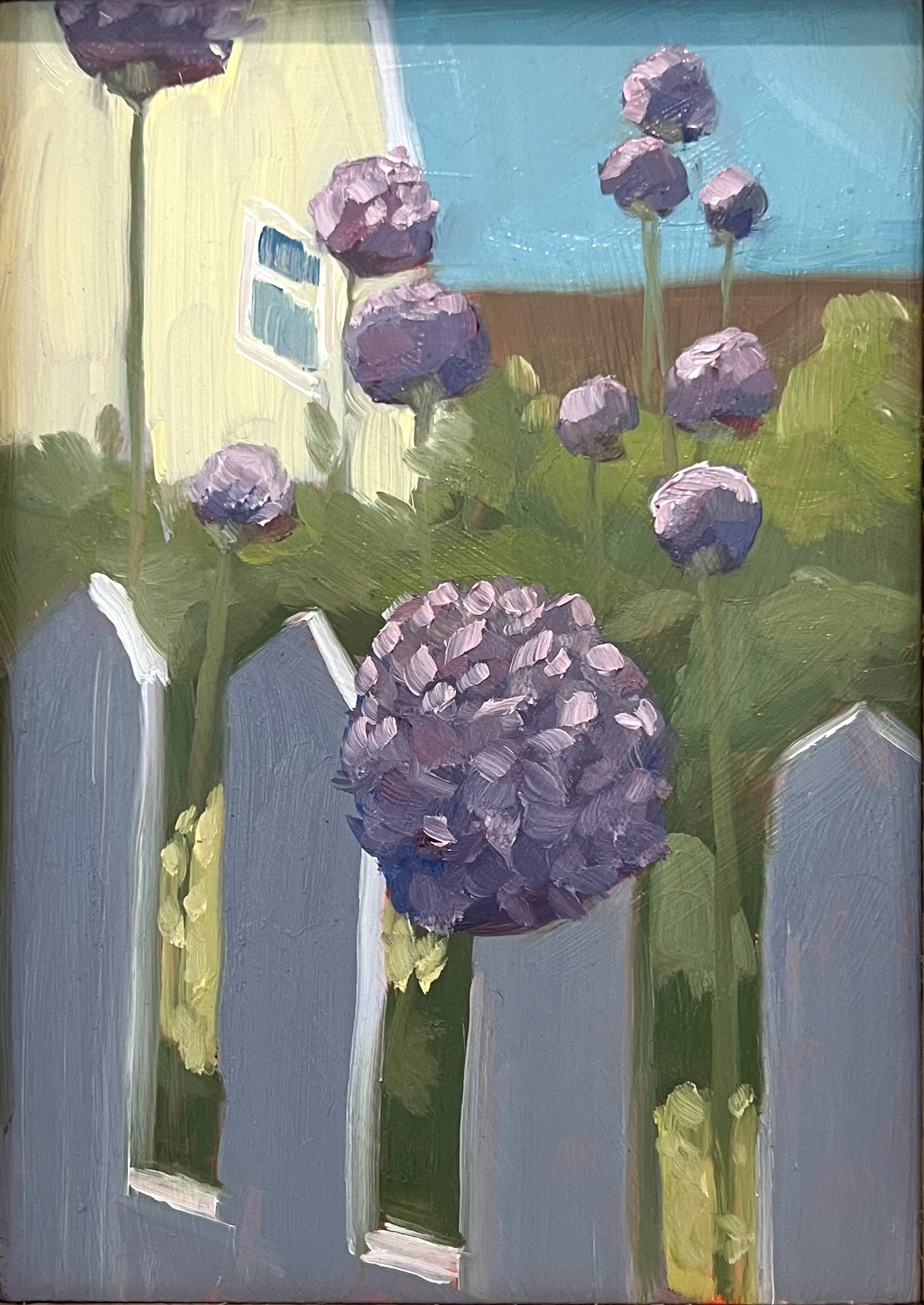 Allium Bloom 5x7 inches, oil on panel $300