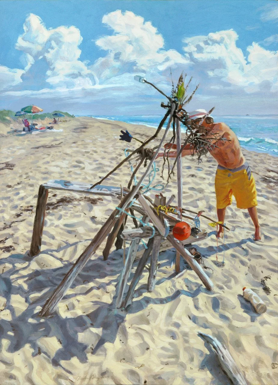 Untitled Beach Sculpture: 2009, egg tempera on panel, 26" x 36", $2600