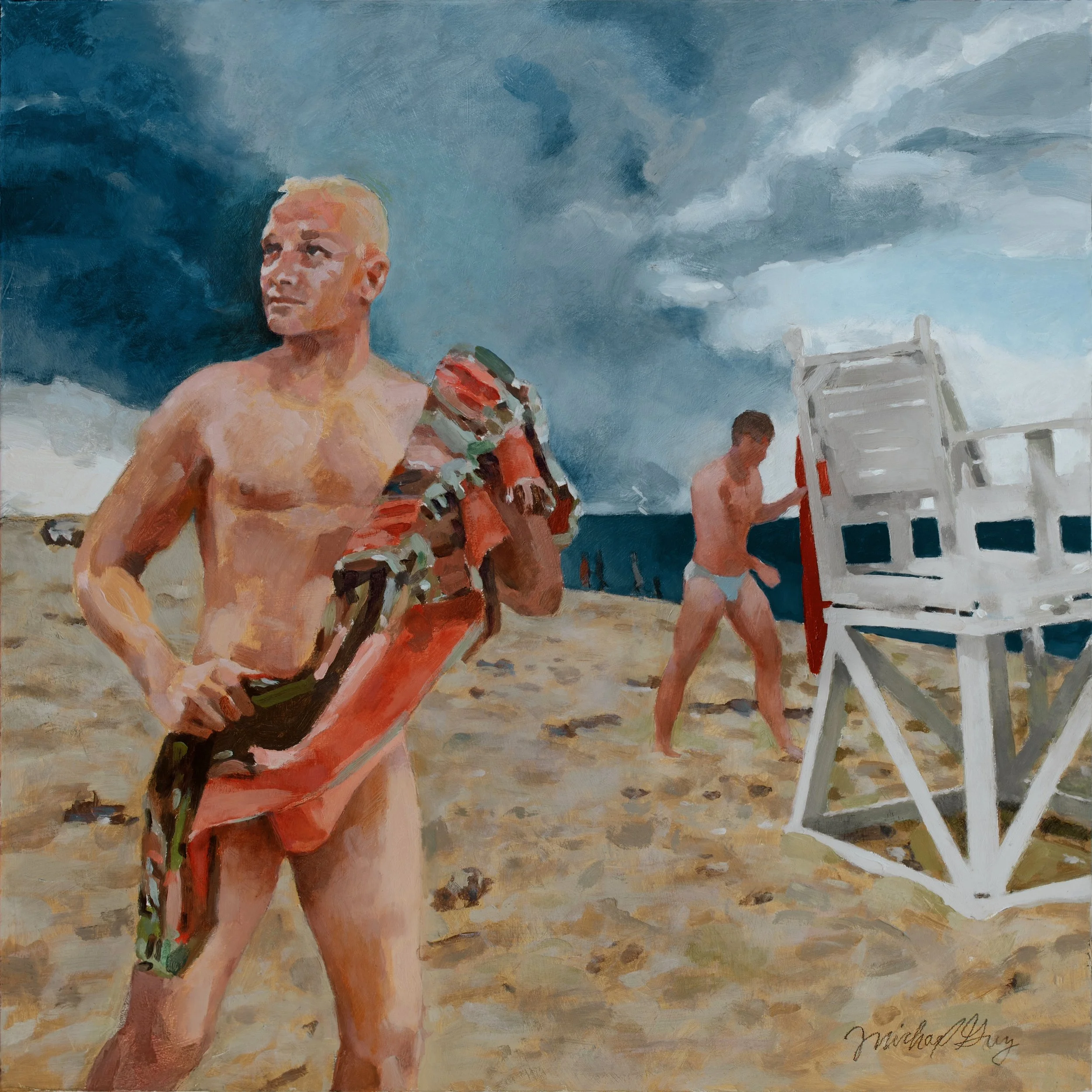 Another Perfect Day Interrupted: 2023, oil on panel, 20" x 20", $1,200