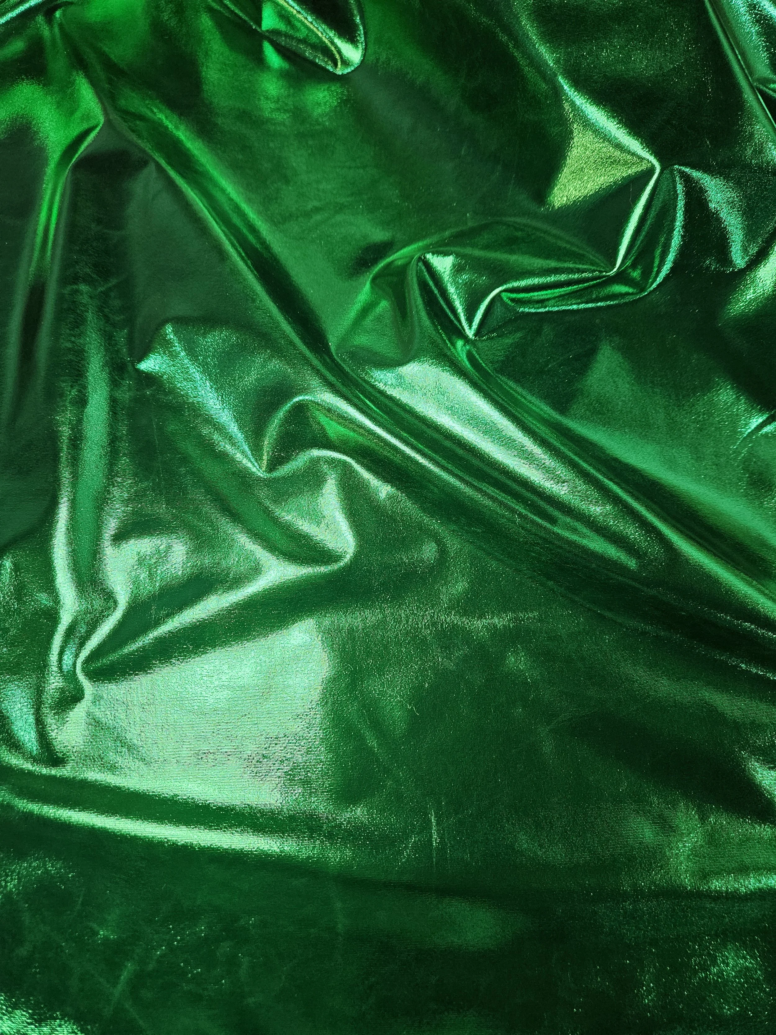 Green thick stretch shimmer material 