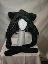 Green and Black Cheetah Faux Fur Kitty - Peaked