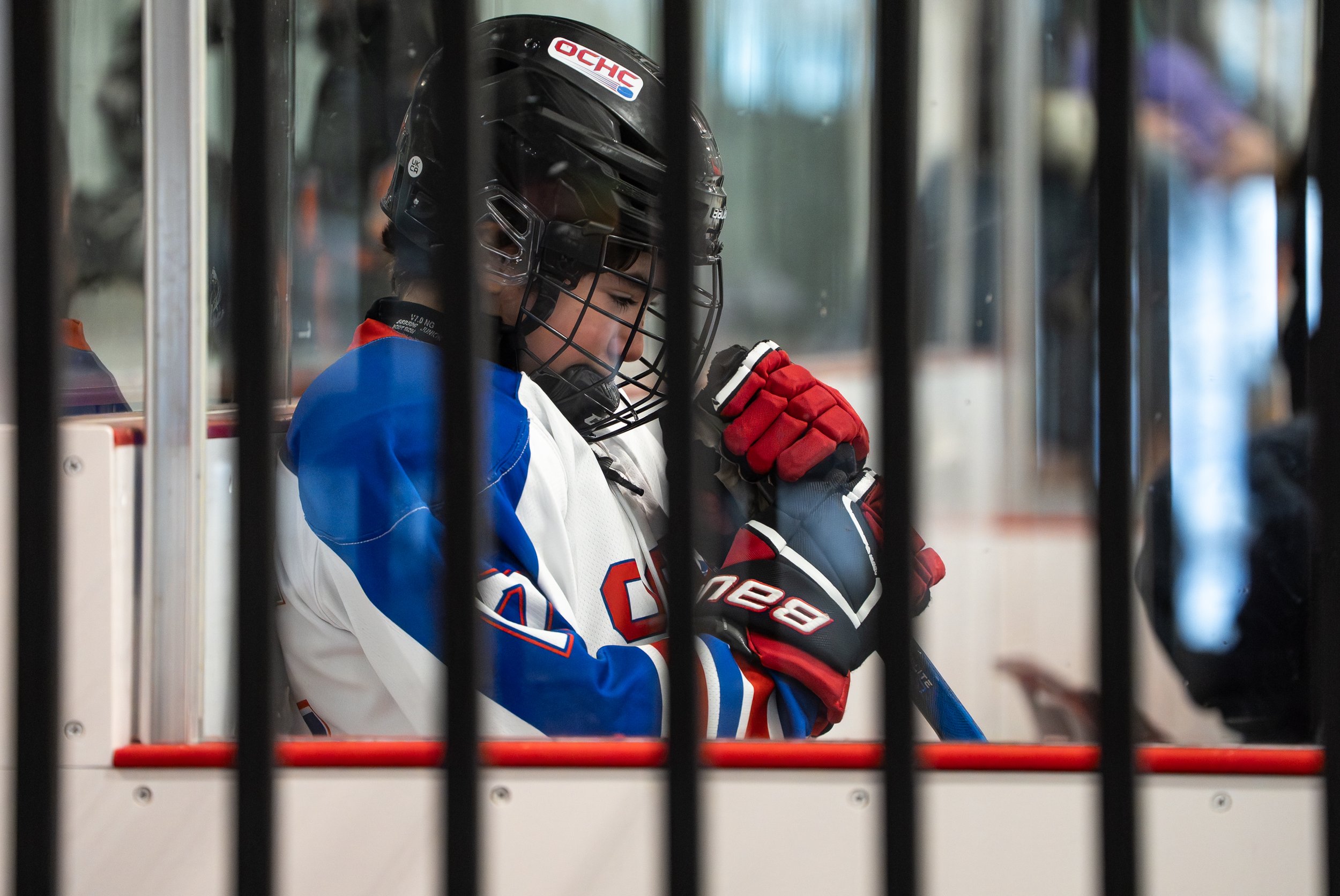 New Hartford Hockey Club forward Brian Bansner reflects in the penalty box after taking a double minor penalty vs Chazy Selects during the gold medal game on Feburary 8, 2026 at the Saranac Lake Civic Center in Saranac Lake, NY. (Isaac Williams/The N