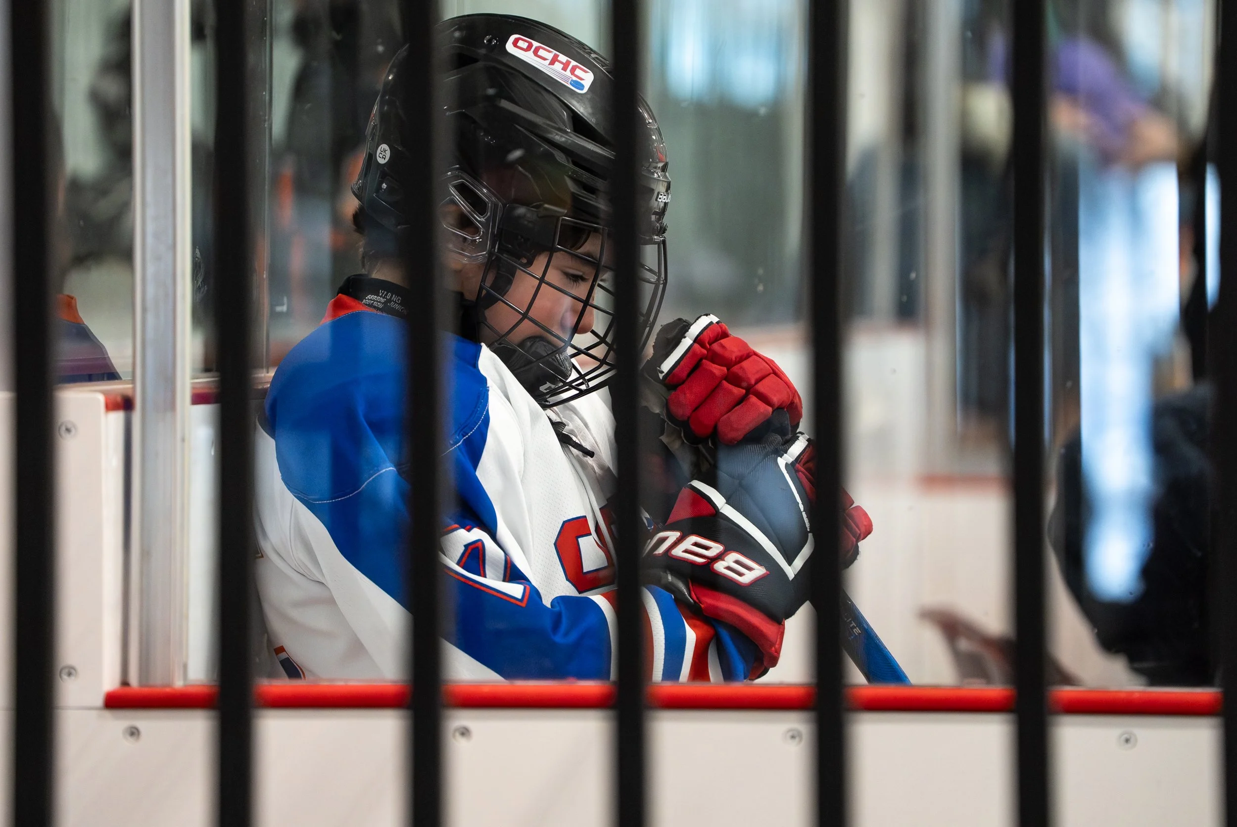 New Hartford Hockey Club forward Brian Bansner sits in the penalty box after a double-minor penalty during the gold-medal game against Chazy Selects on Sunday, Feb. 8, 2026, at the Saranac Lake Civic Center in Saranac Lake, New York. (Isaac Williams/