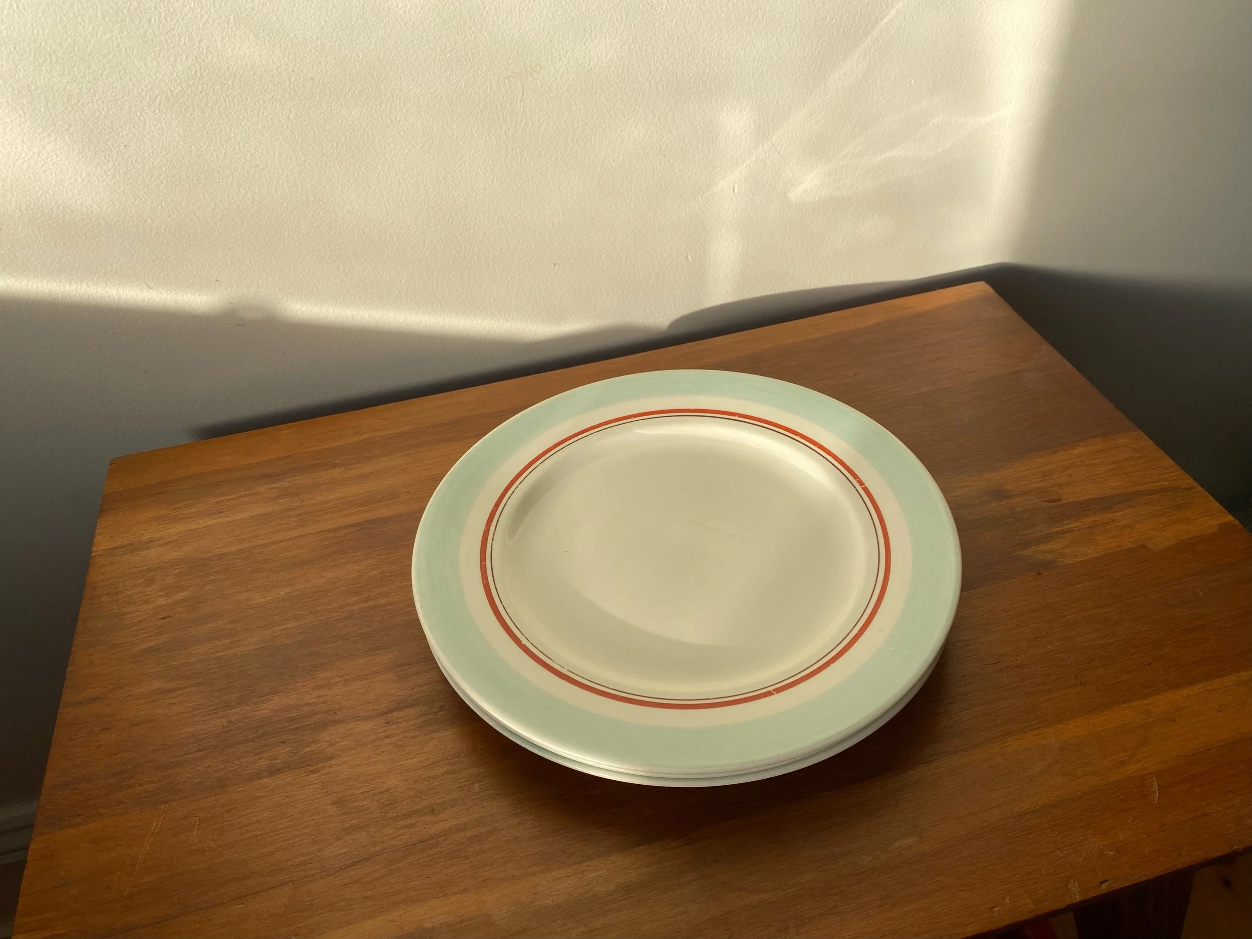 Blue and Red Striped Vintage Plates