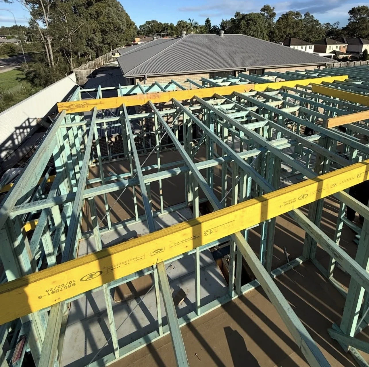 Close up of timber framing carpentry in Western Sydney