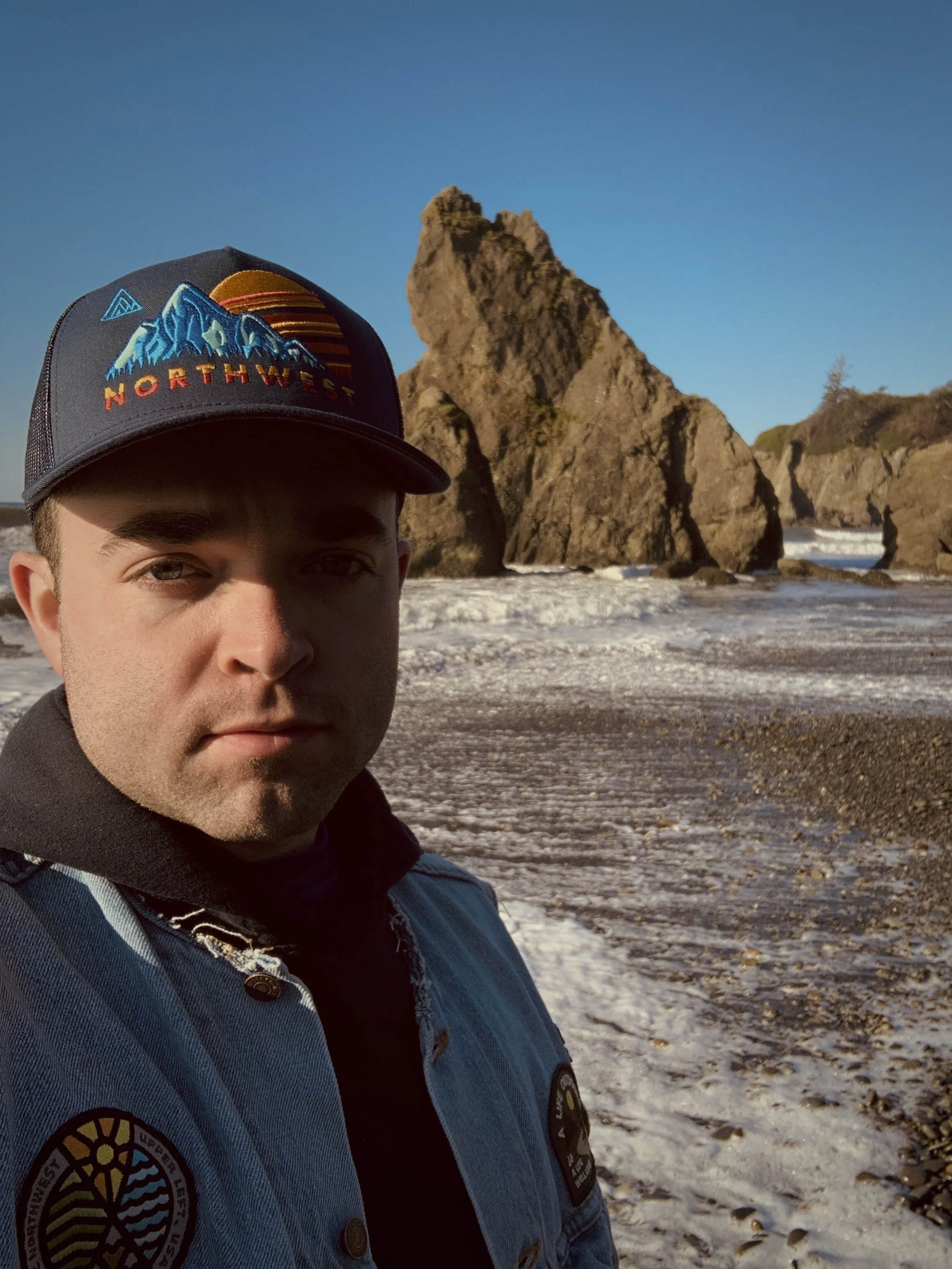 Photo of Nowhere Scenic's founder exploring the Washington Coast.