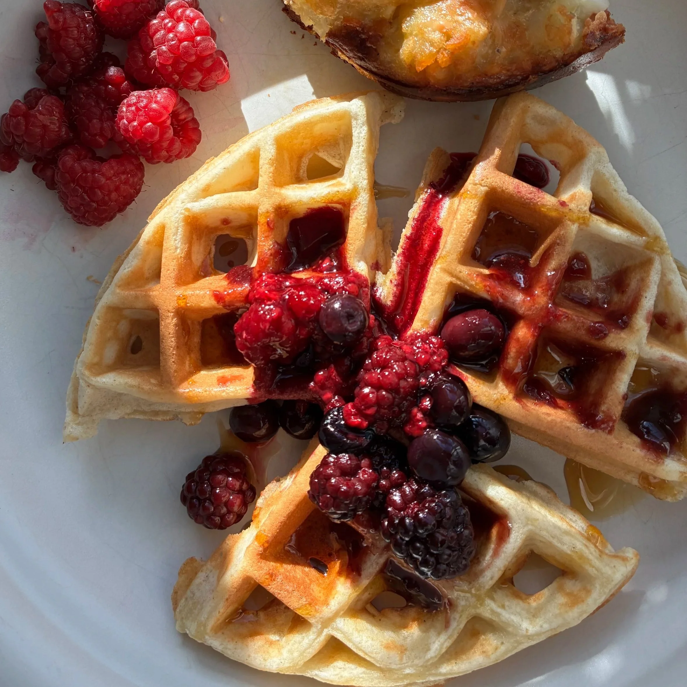 Belgian Waffles with Mixed Berries 