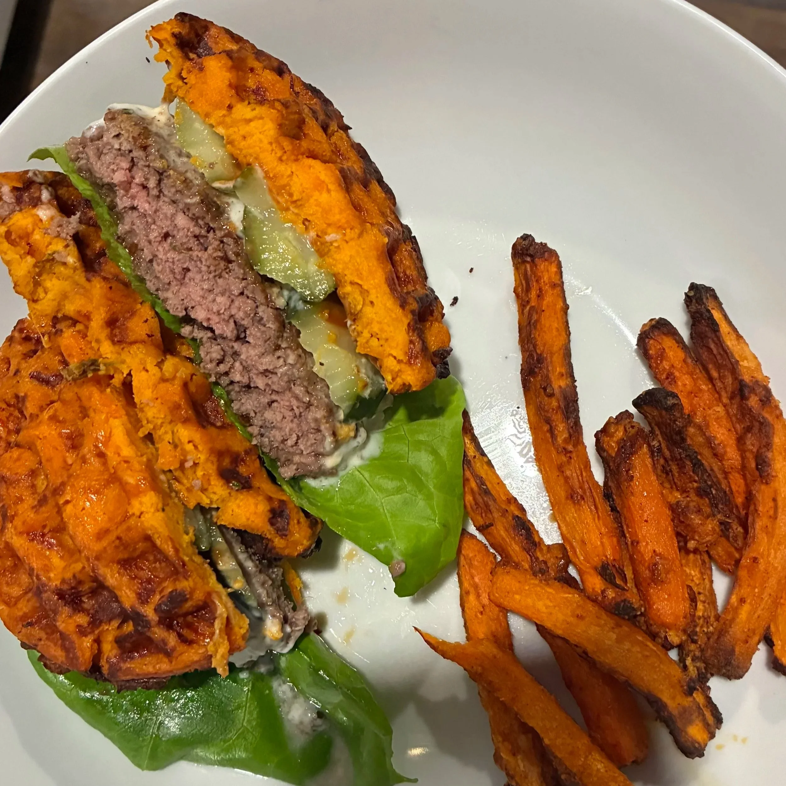 Sweet Potato Waffle Bun Burger 