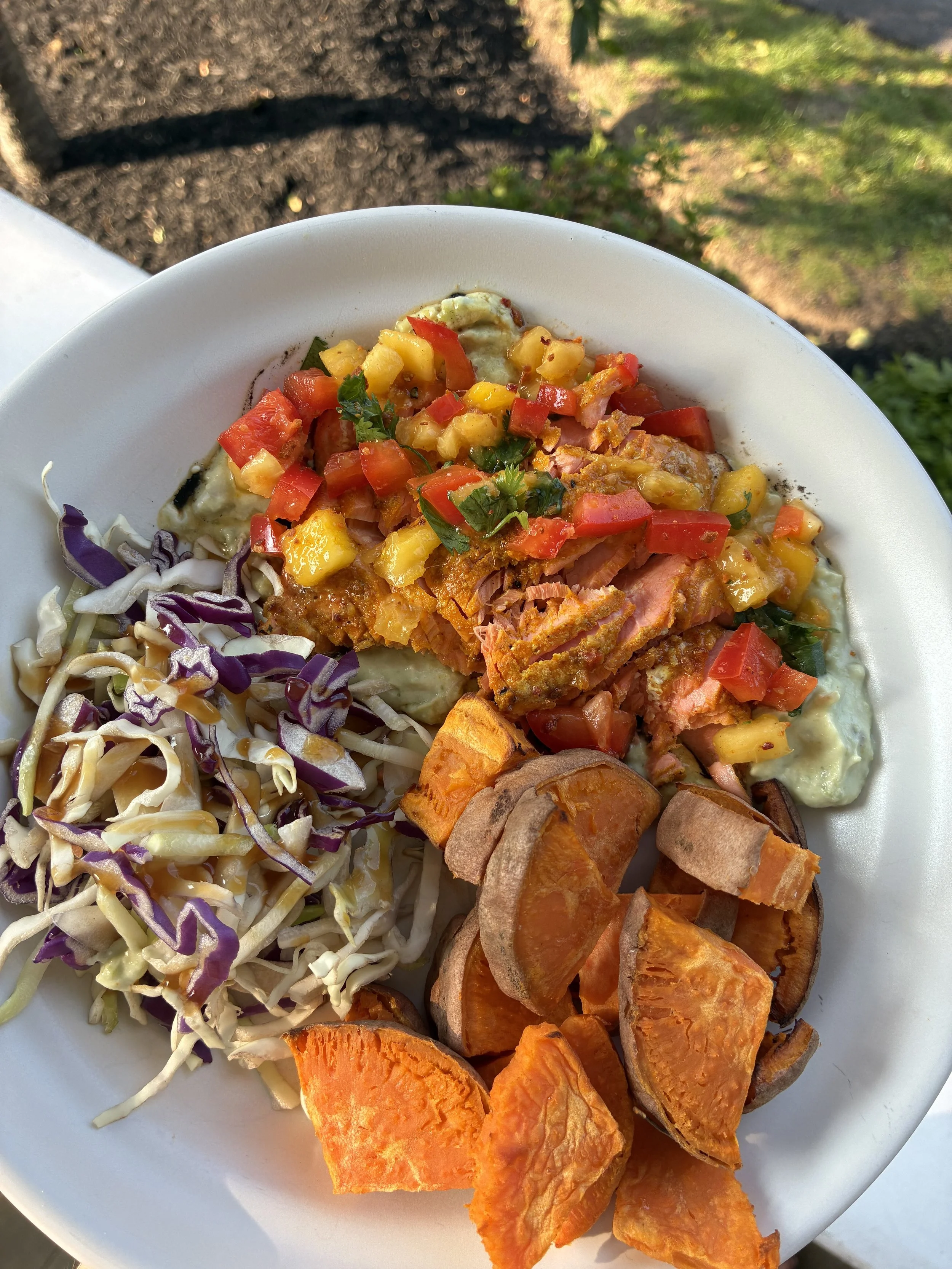 Summer Peach Glazed Salmon Bowl