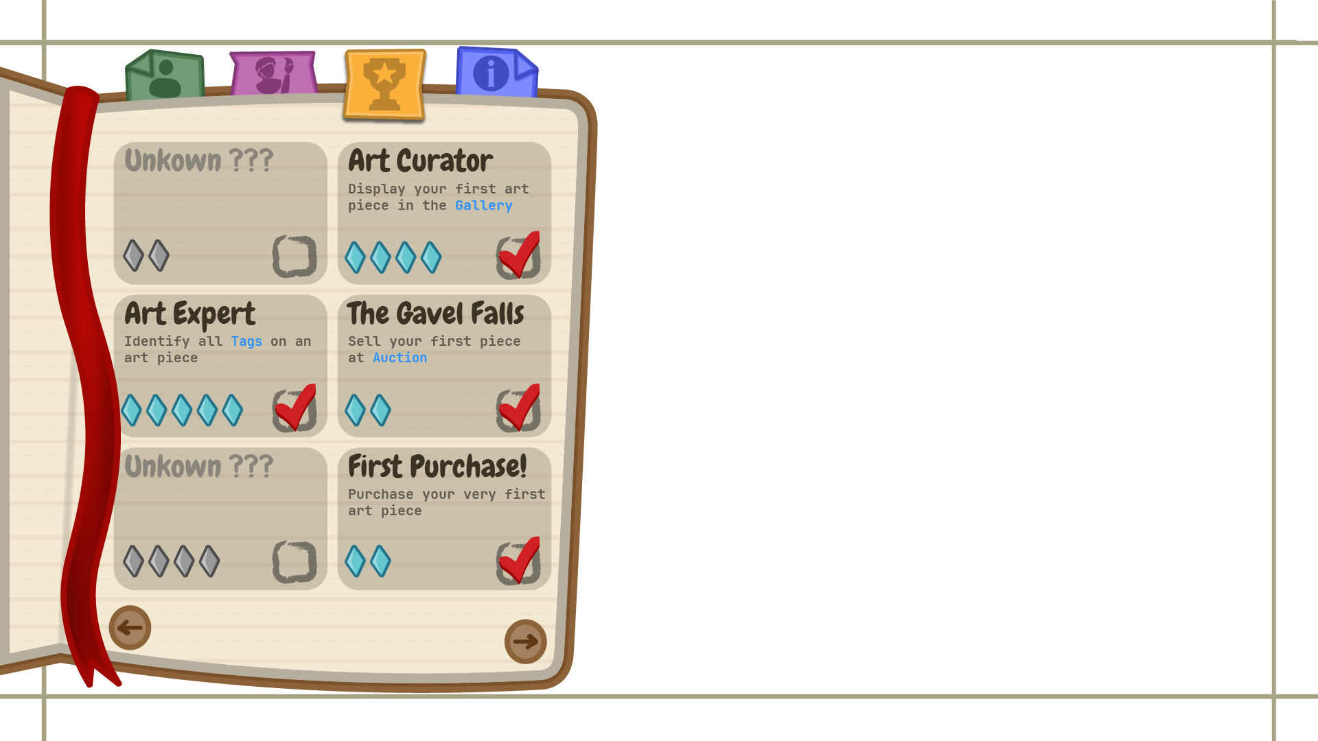 Journal - Achievements Tab UI Mockup, Made with Adobe Illustrator