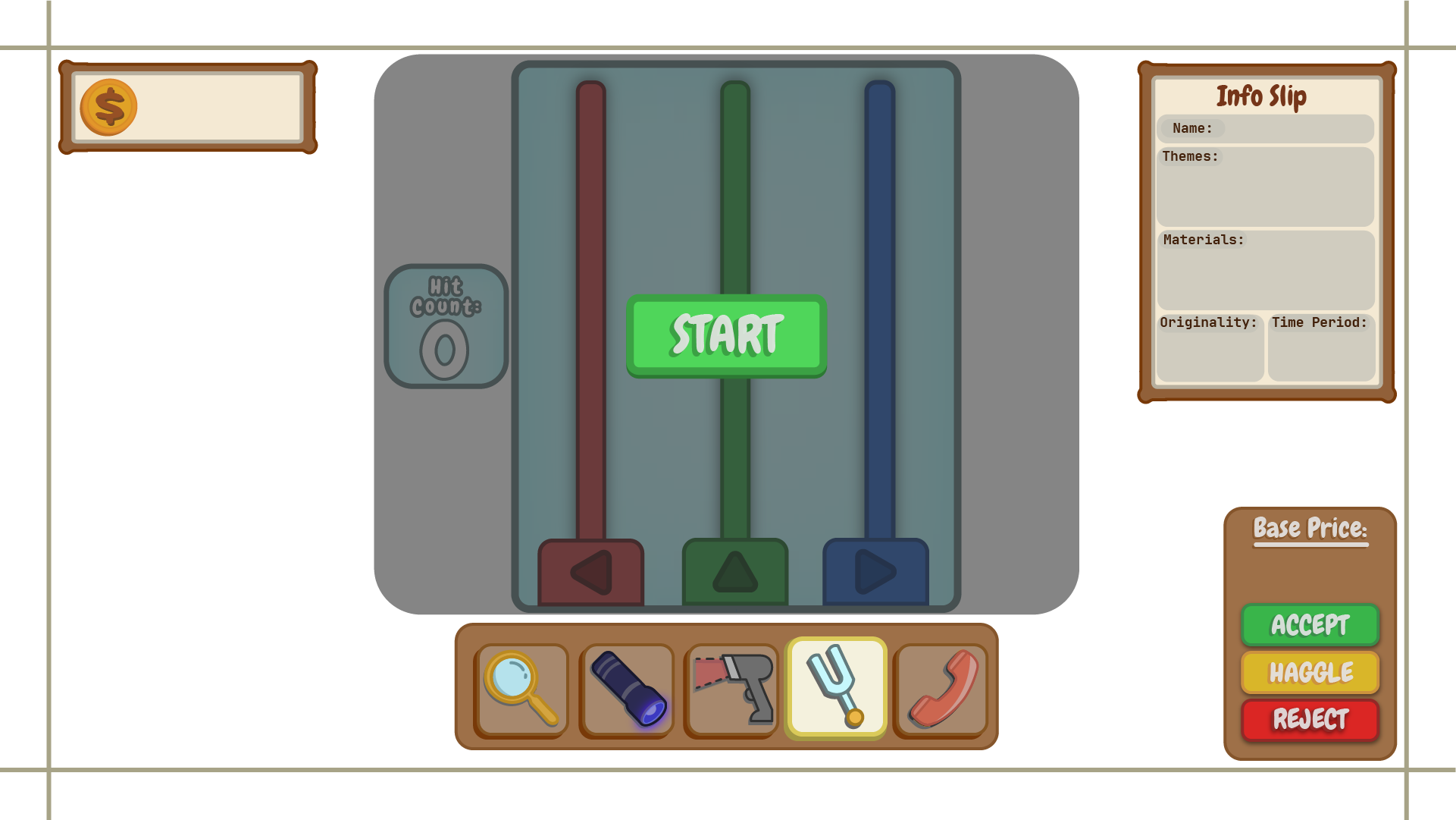 Tuning Fork Mini Game Mockup, Made with Adobe Illustrator
