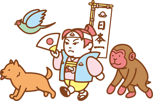 Japanese-Australia-illustration-of-momotaro-friends-group-lesson.png