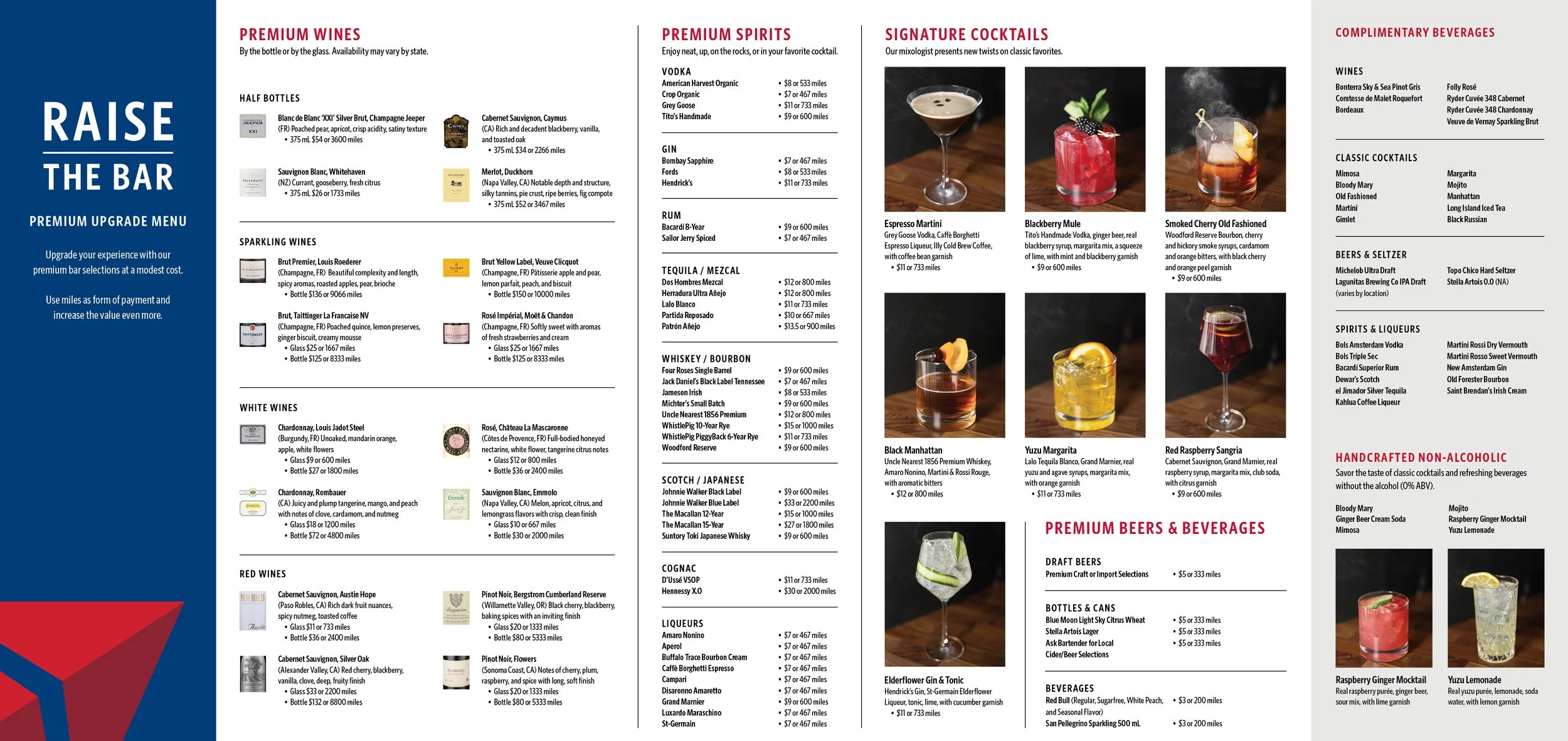 Delta Sky Club Menu Mat