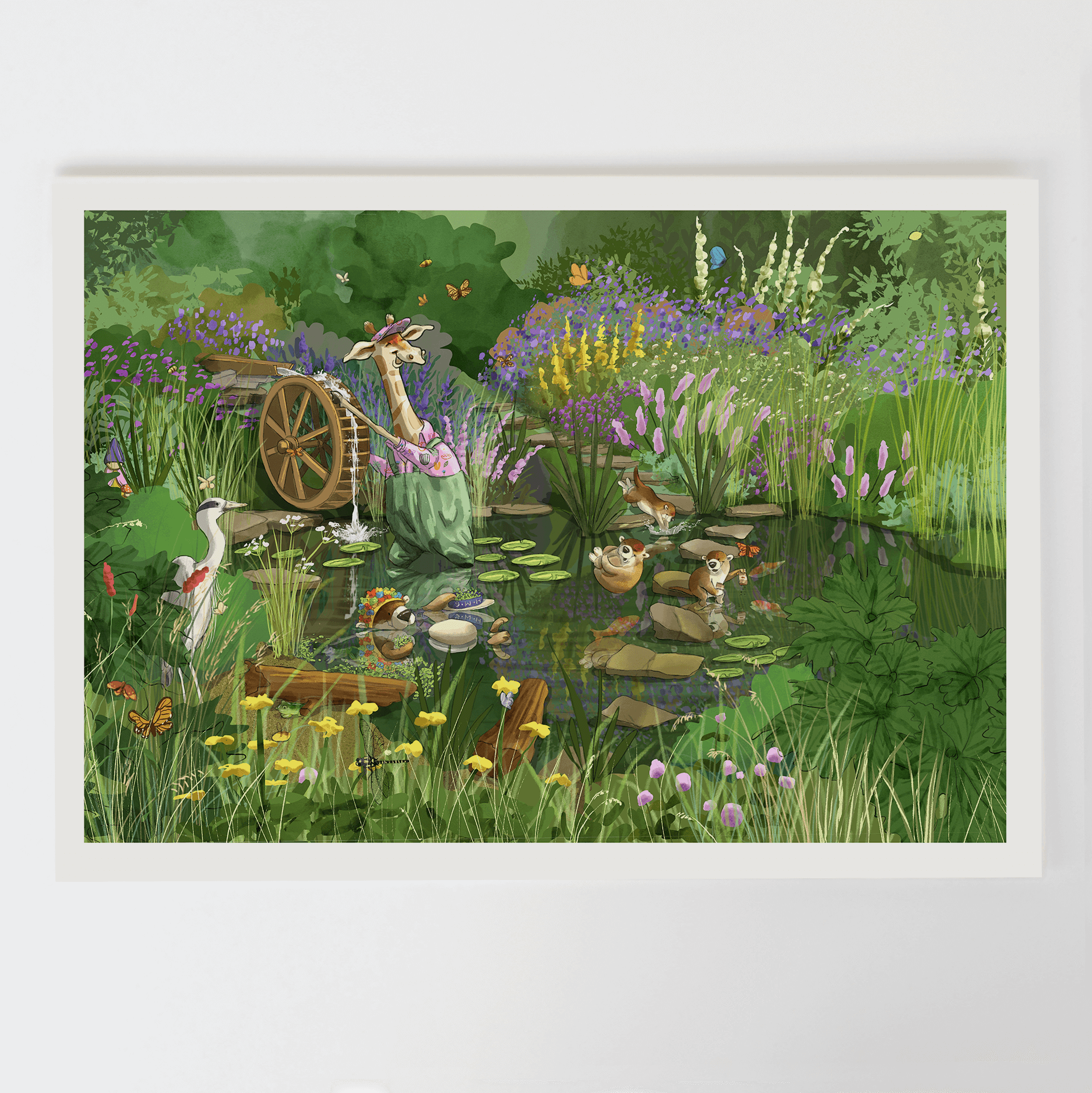 Giraffe the Gardener - pg 18-19 Signed print