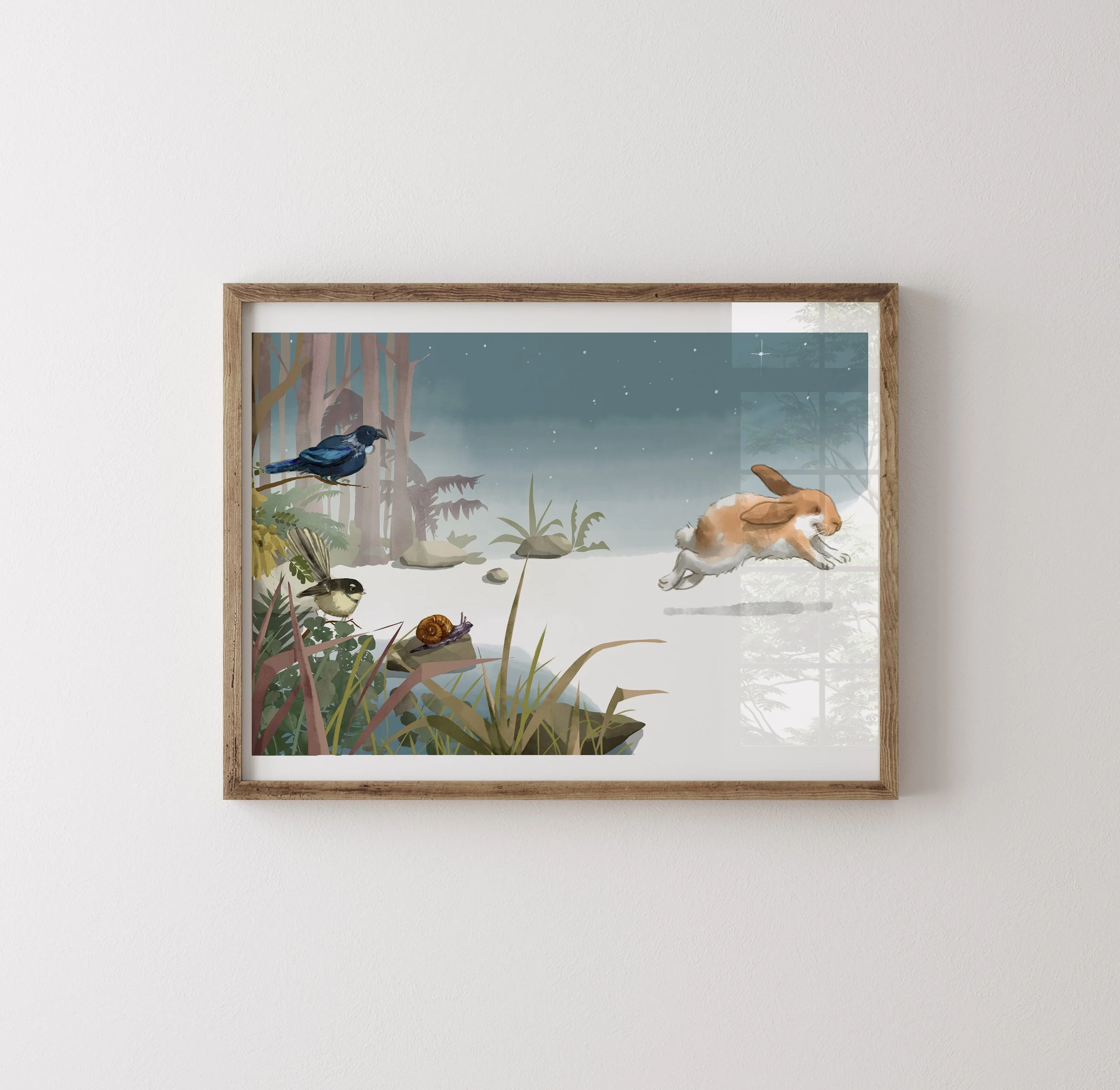 Run, Rabbit | Goodnight, E Oma, Rāpeti | Pō Mārie - Page 12-13 - Signed print