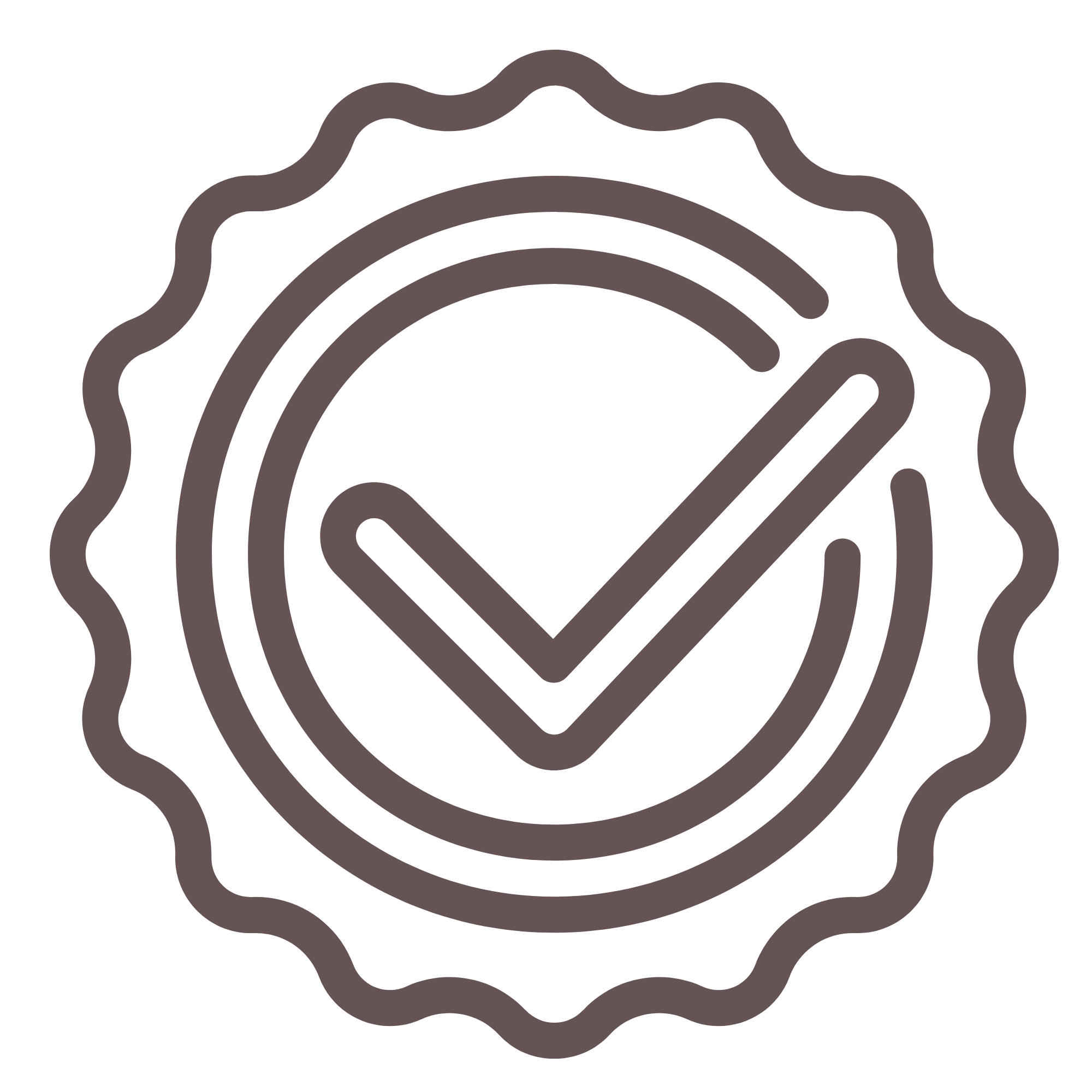 A checkmark inside a badge or seal, indicating approval or verification.