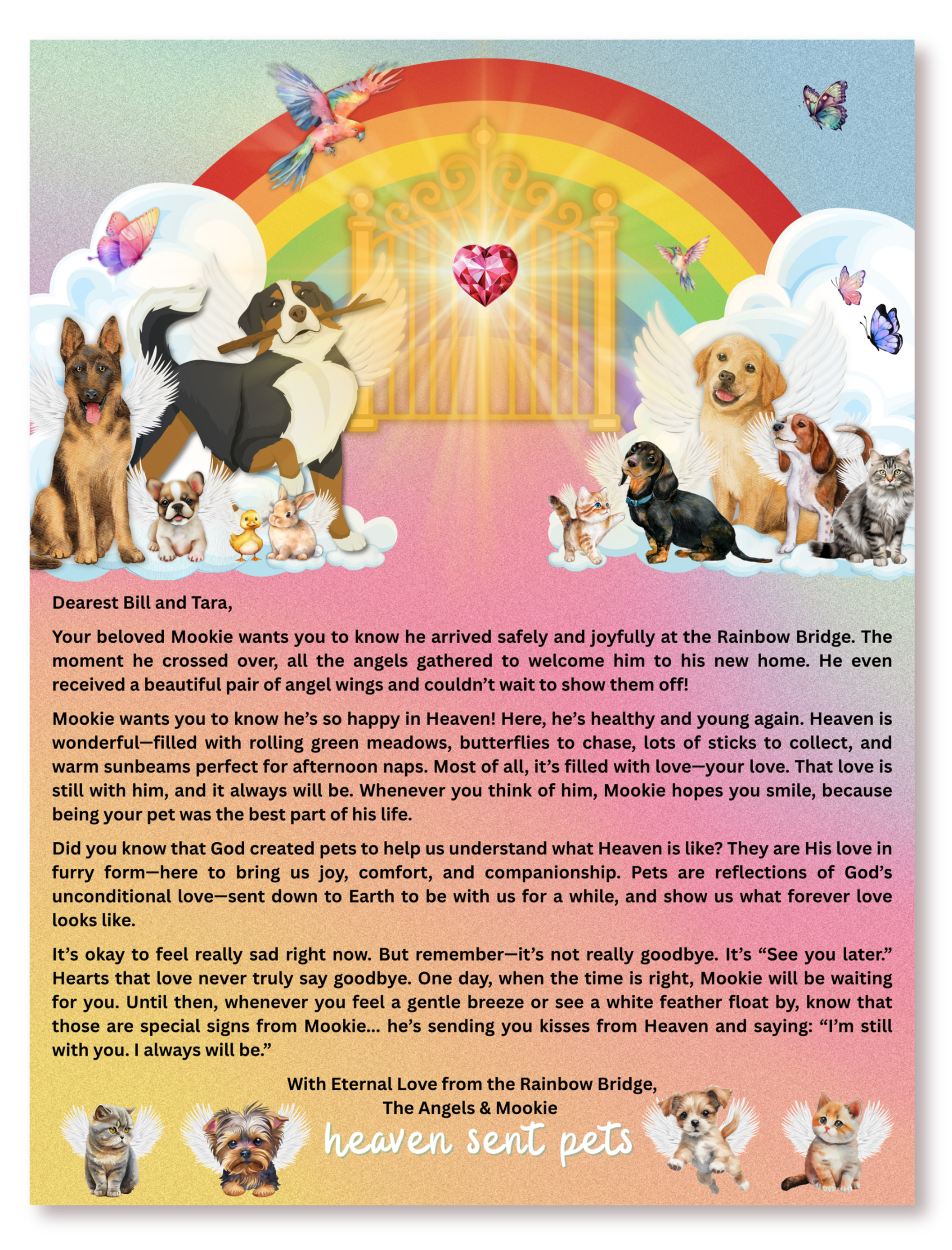 Personalized Rainbow Bridge letter