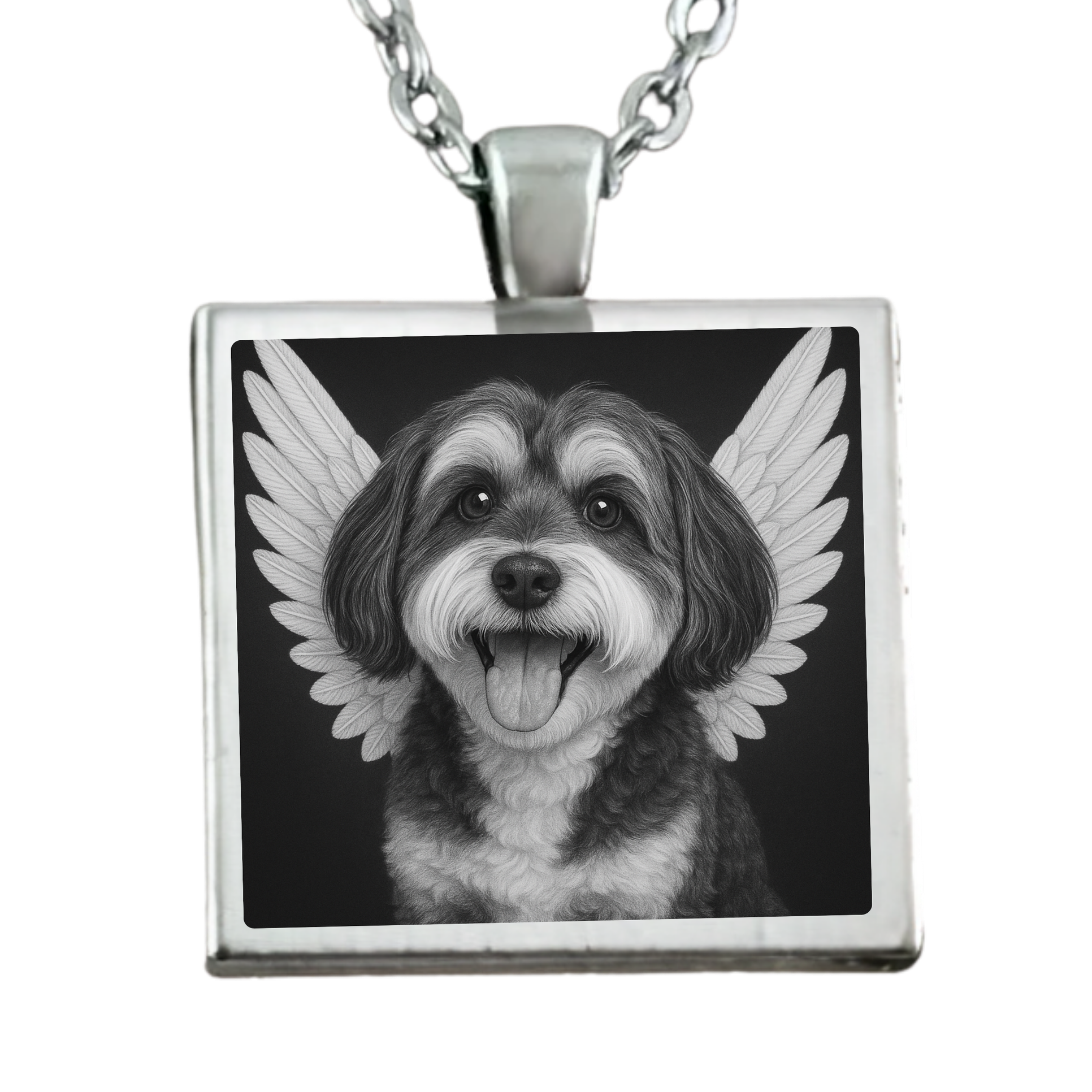 Custom Pet Angel Photo charm with photo of cute dog with wings