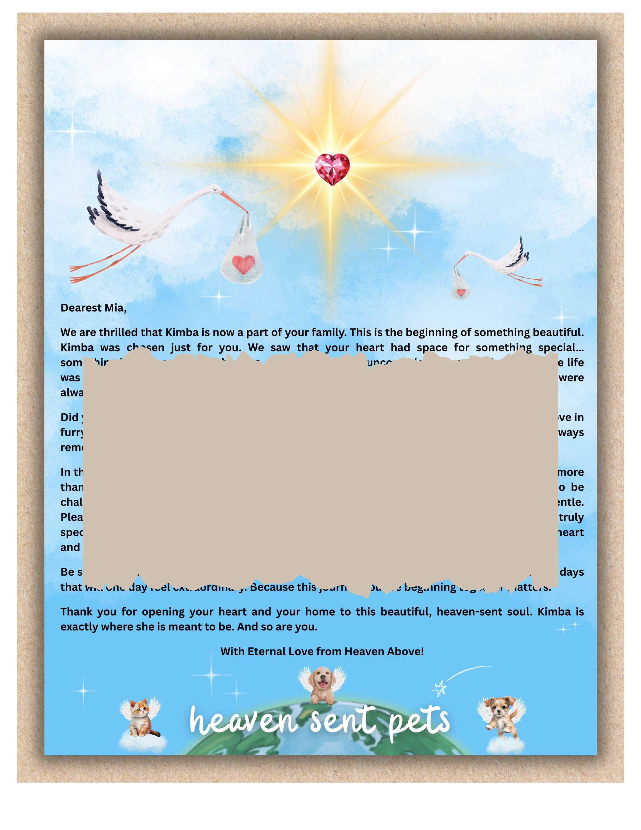 Personalized Pet Adoption letter