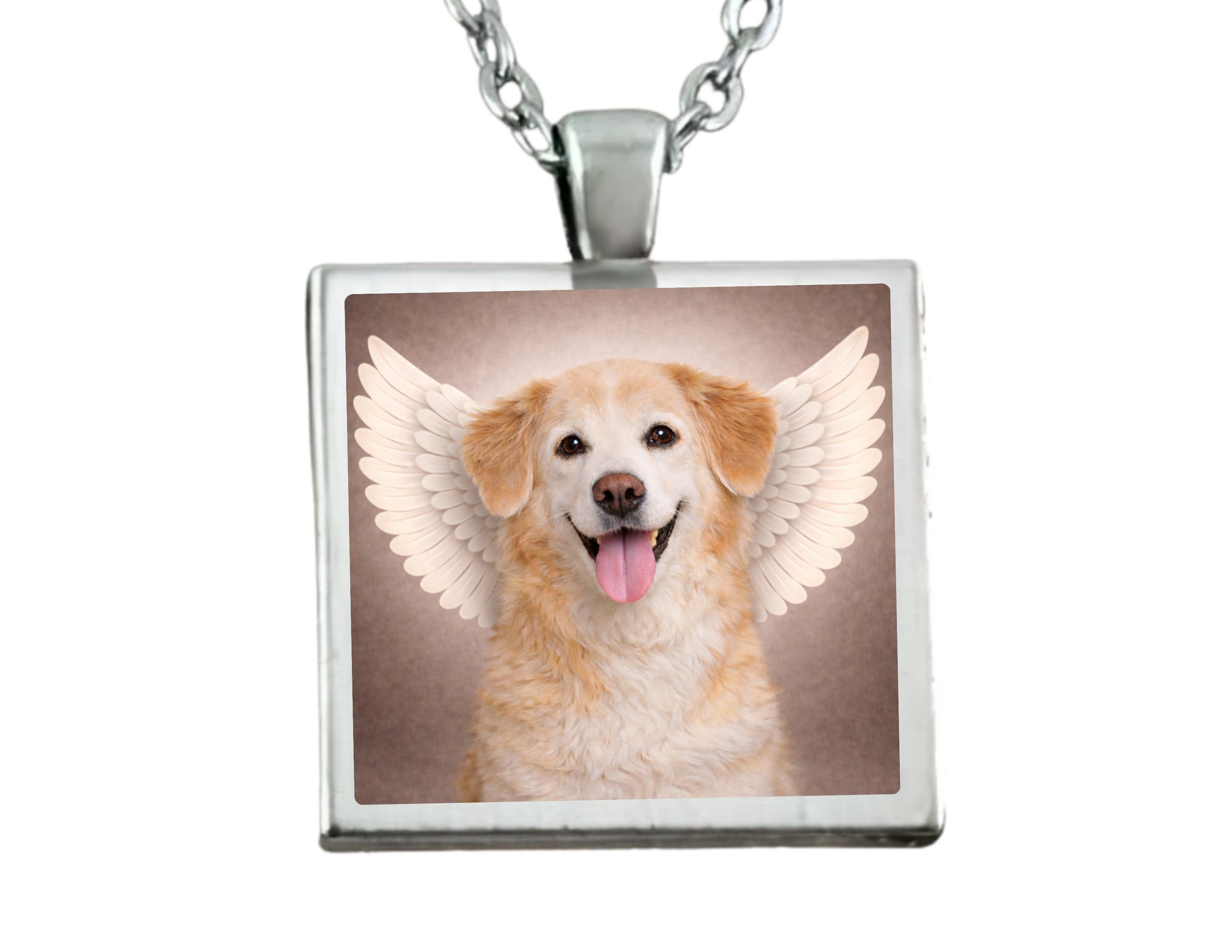 Custom photo charm with pet angel portrait