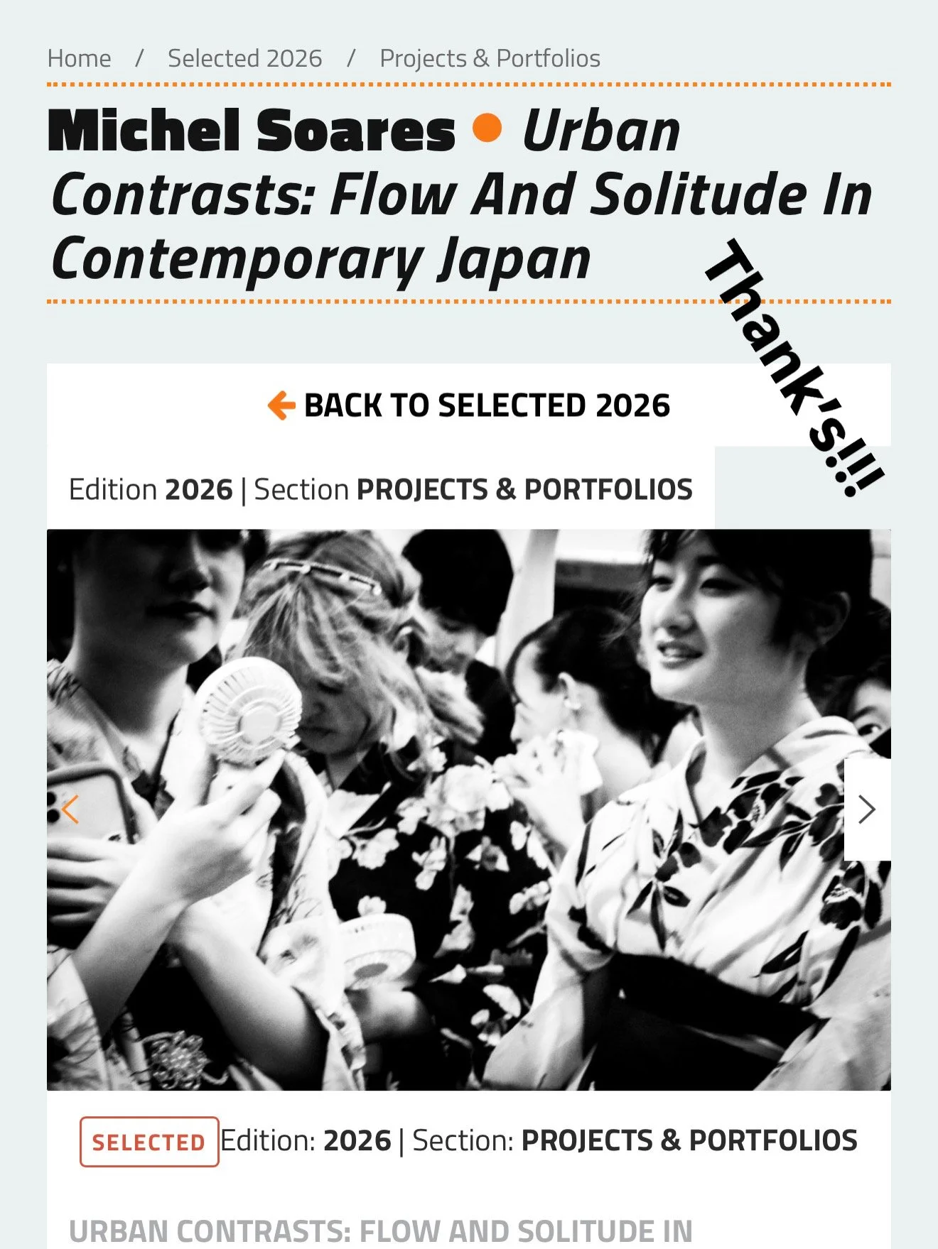 Michel Soares selected in the first phase of URBAN Photo Awards 2026