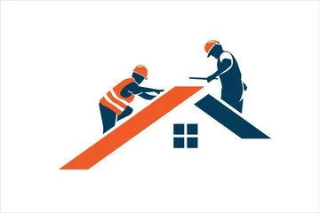 two men working on roof clipart